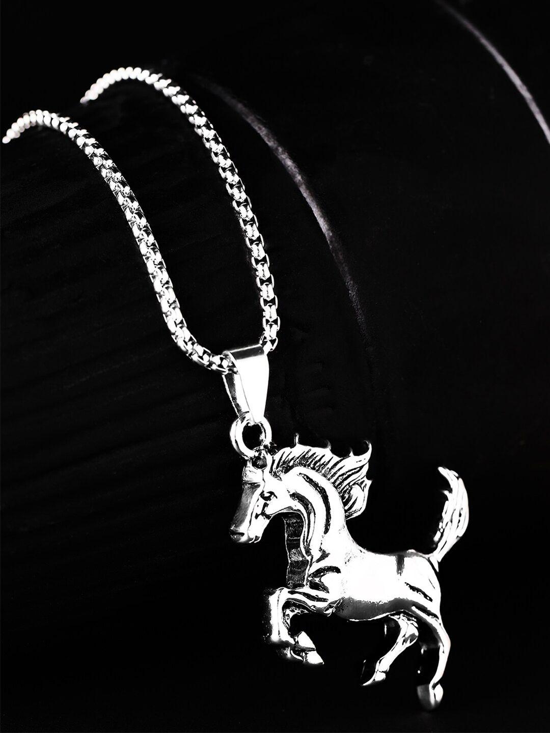 roadster silver-plated horse pendant & chain