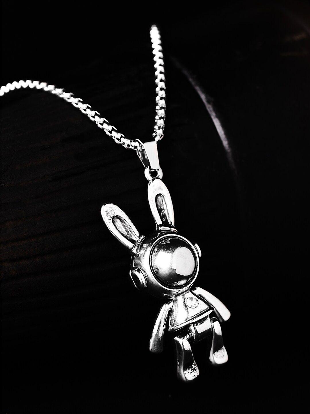 roadster silver-plated silver-toned pendant and chain