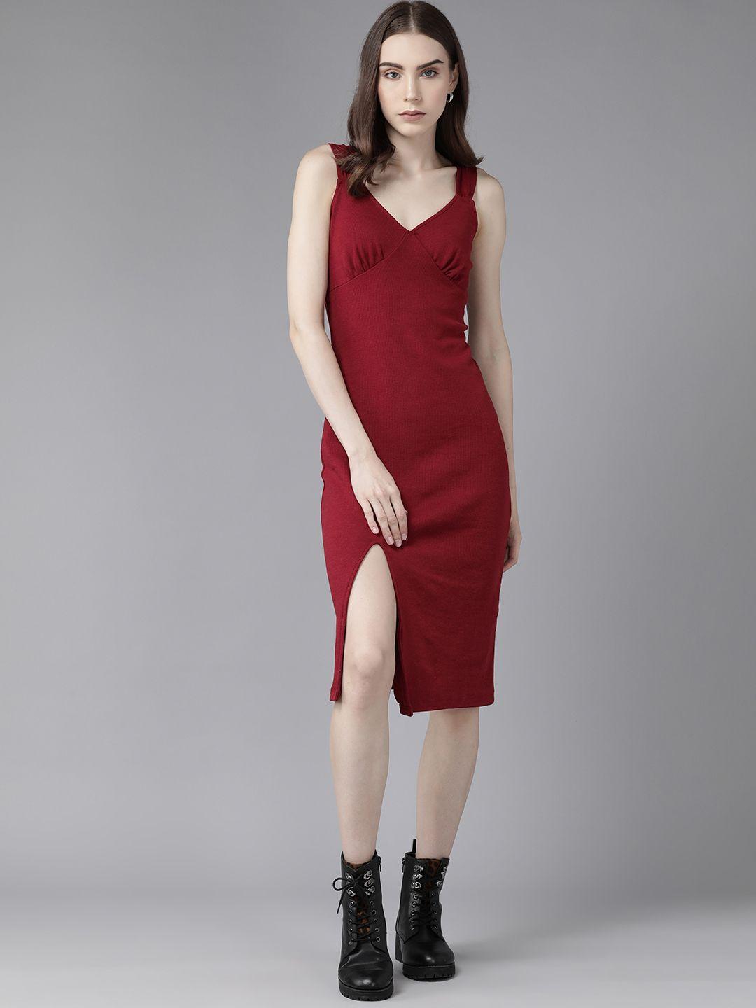 roadster sweetheart neck sheath dress with slit