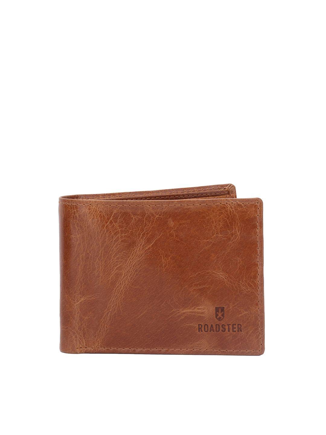 roadster tan men textured leather two fold wallet