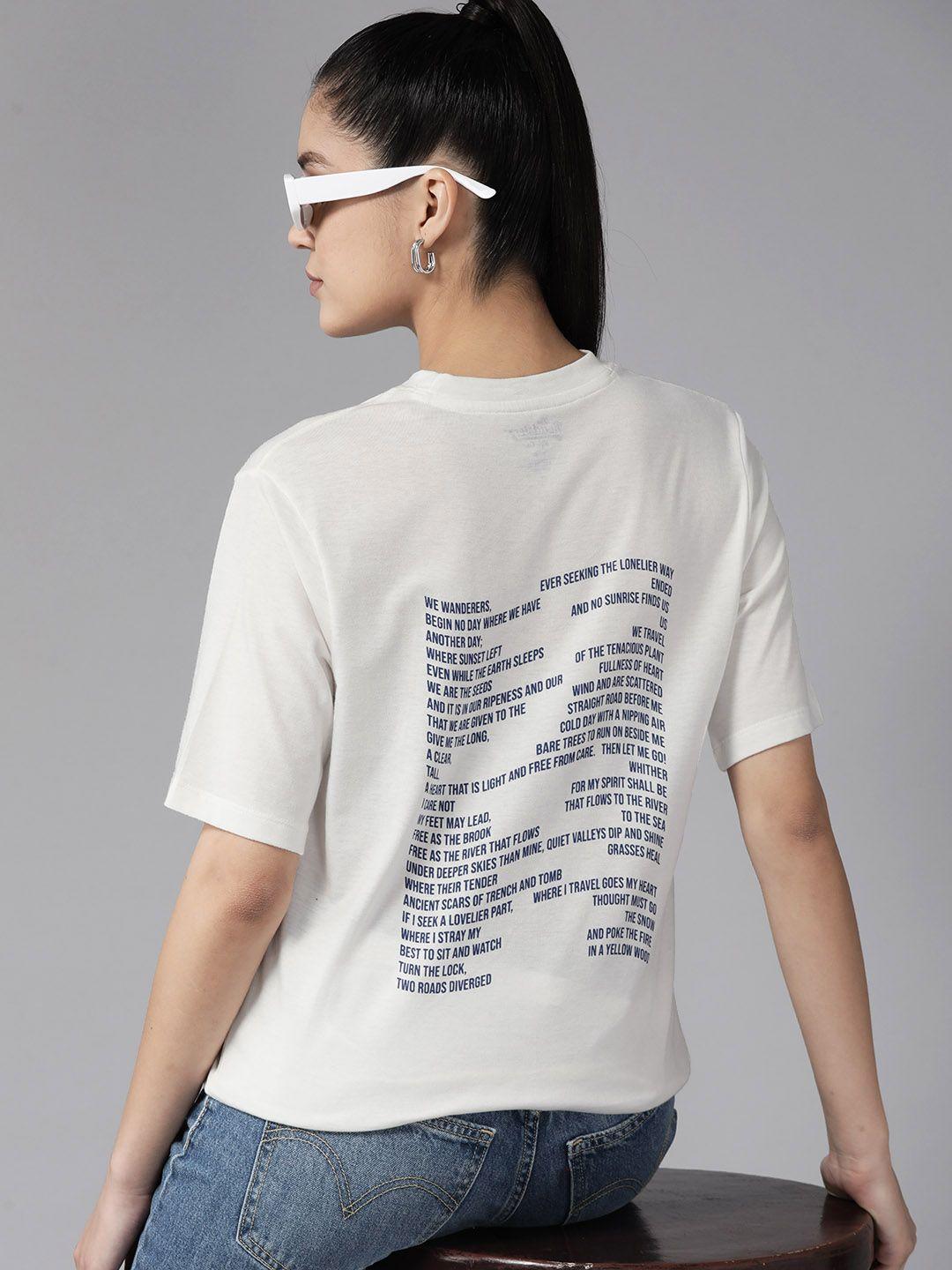 roadster the lifestyle co. typography printed drop-shoulder sleeves t-shirt