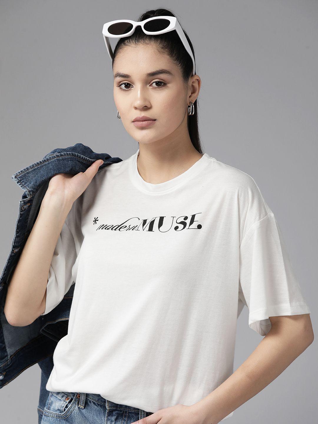 roadster the lifestyle co. typography printed drop-shoulder sleeves t-shirt