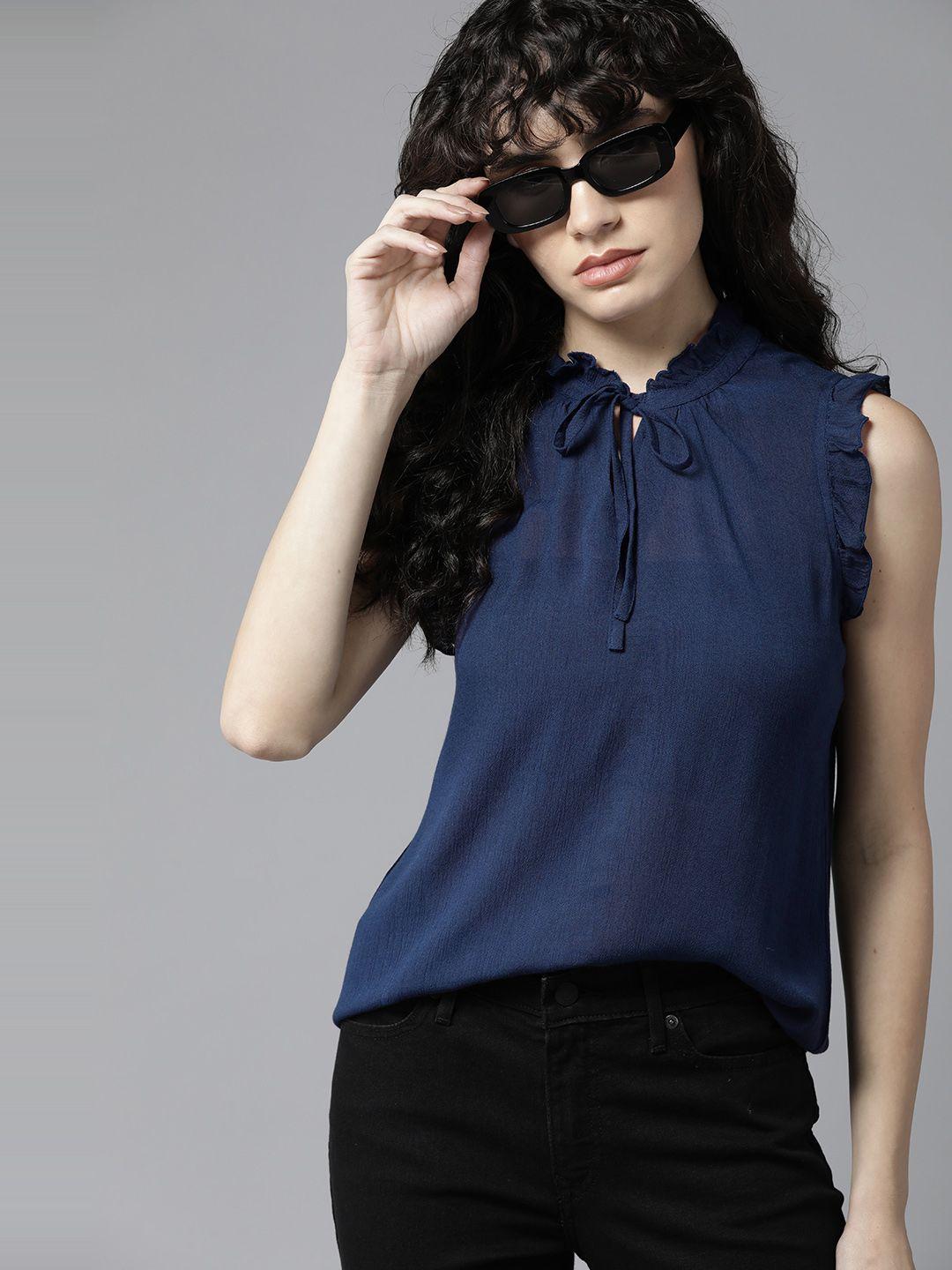 roadster tie-up neck ruffles top