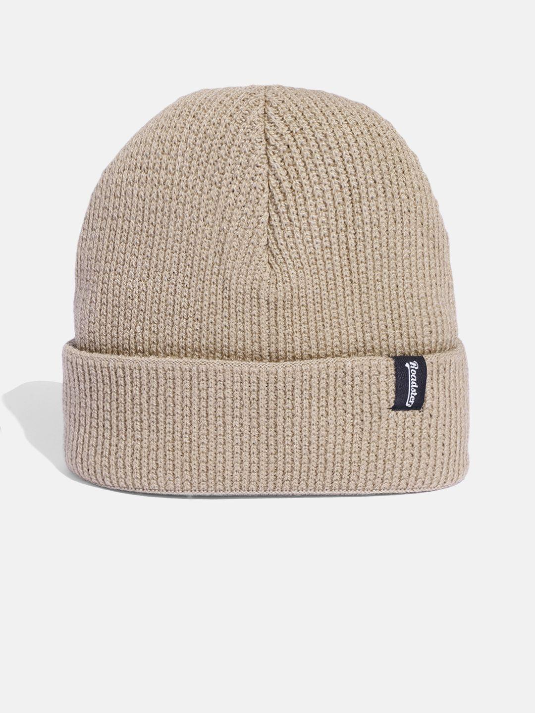 roadster unisex beige solid fisherman beanie