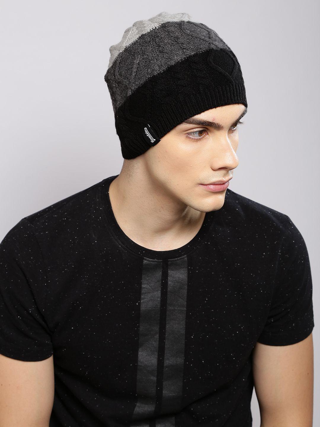 roadster unisex black & grey colourblocked beanie