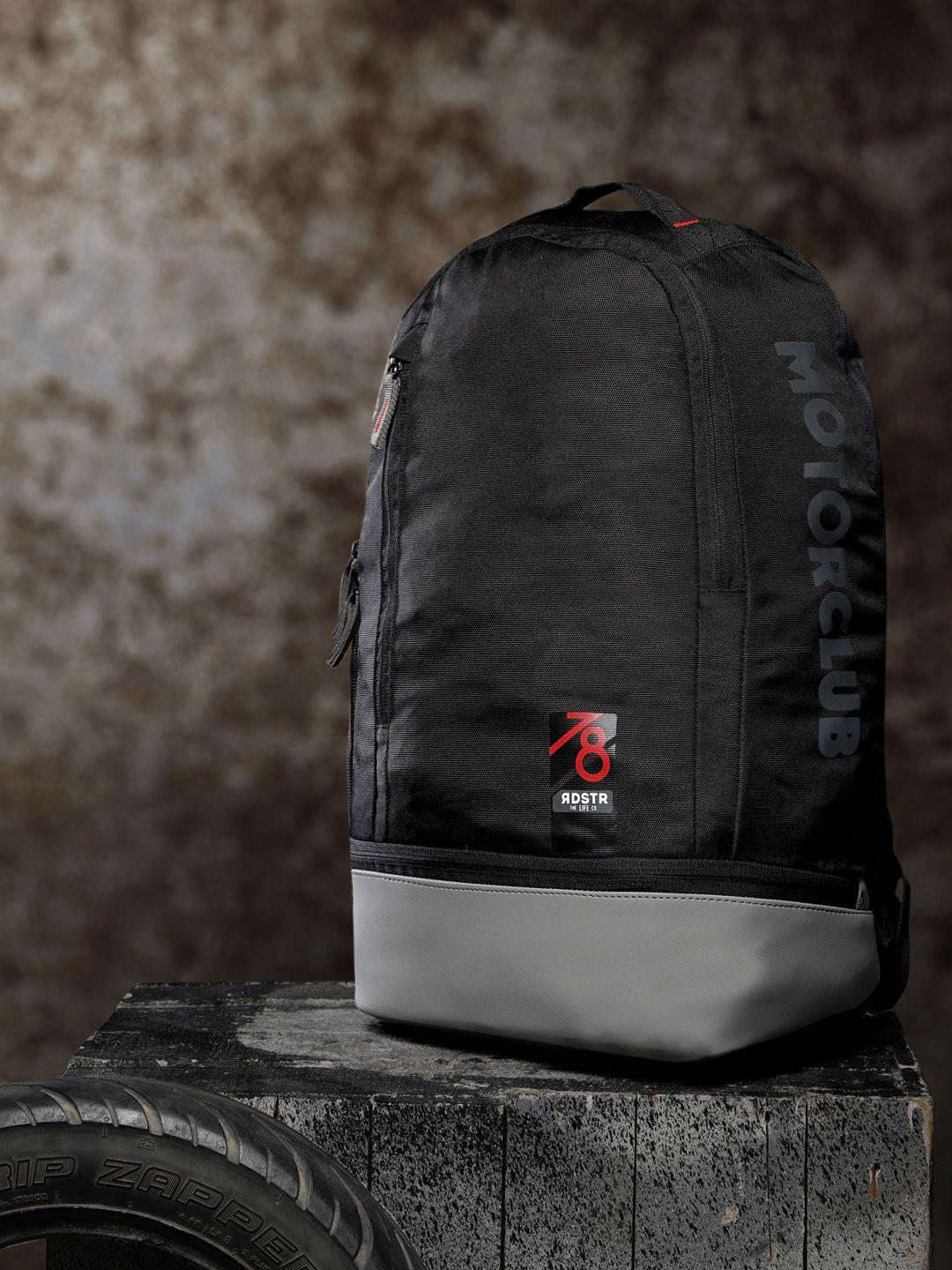 roadster unisex black & grey solid backpack