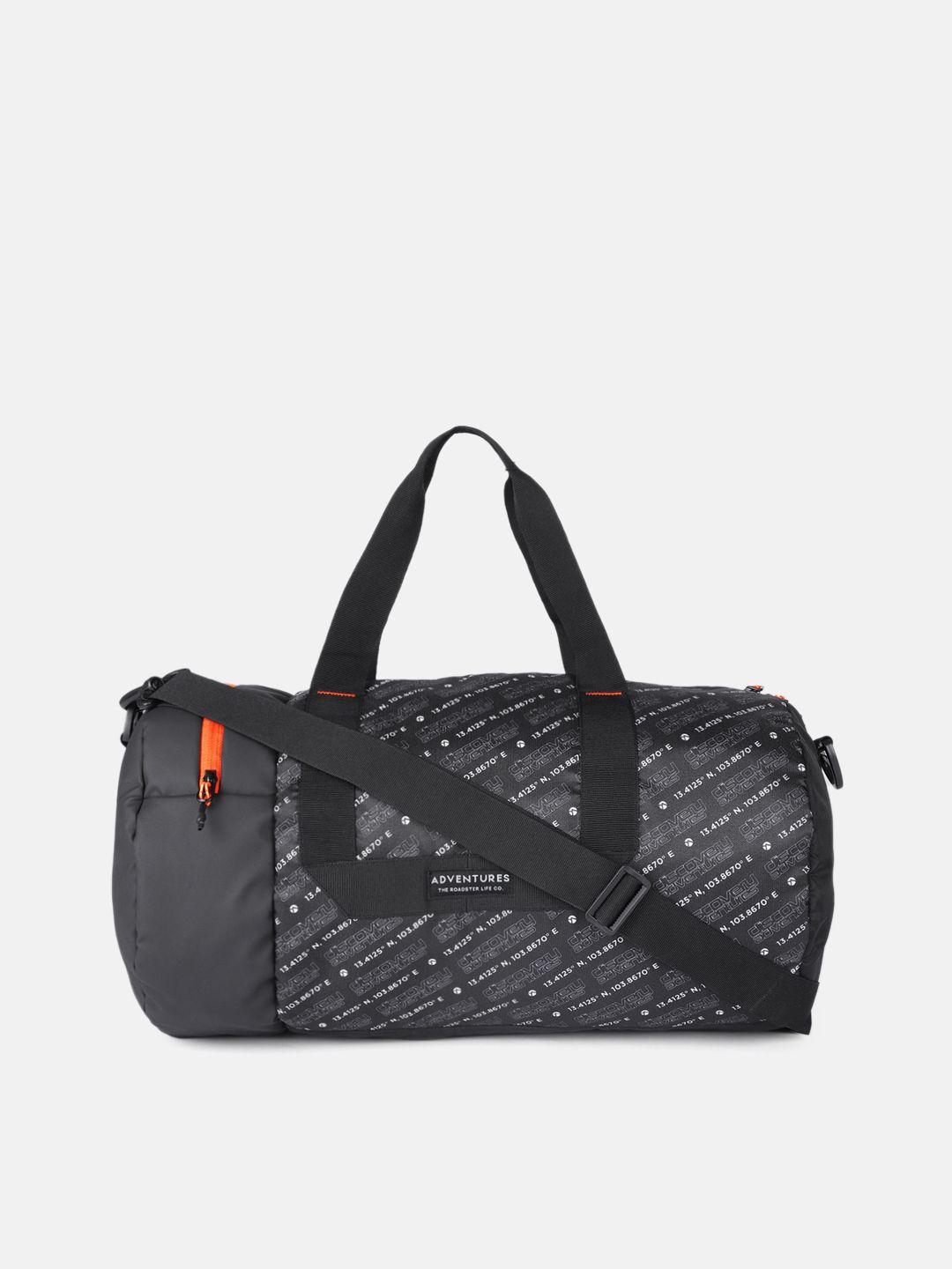 roadster unisex black printed discovery roam duffel bag