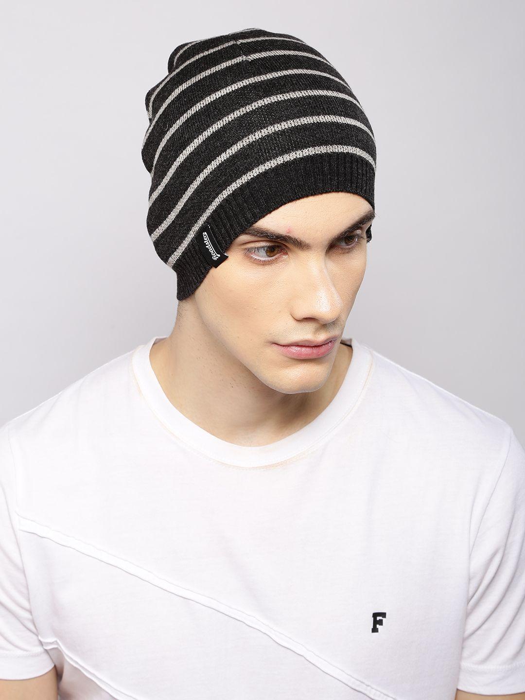 roadster unisex charcoal grey self design beanie