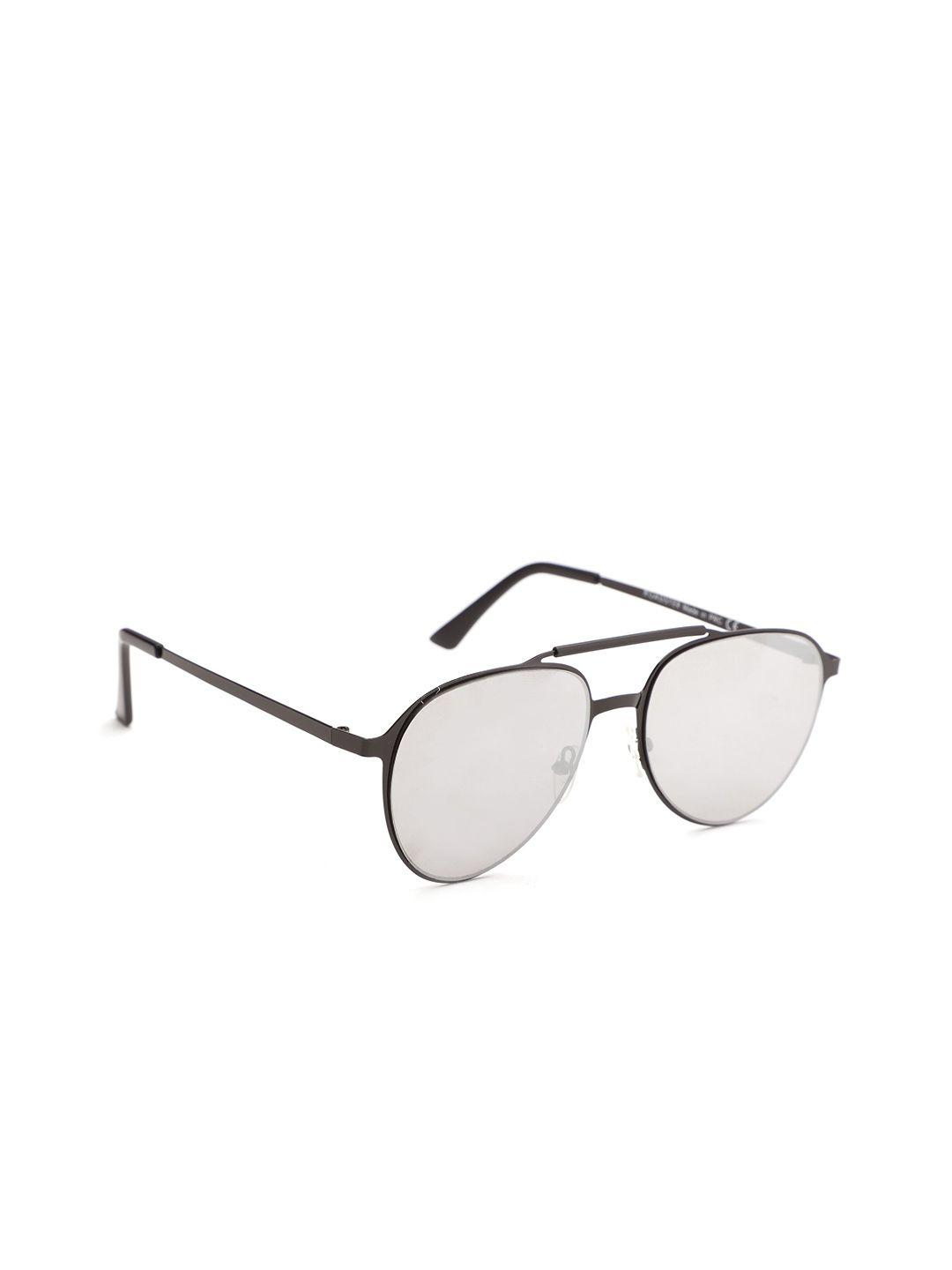 roadster unisex mirrored lens & black aviator sunglasses with uv protected lens