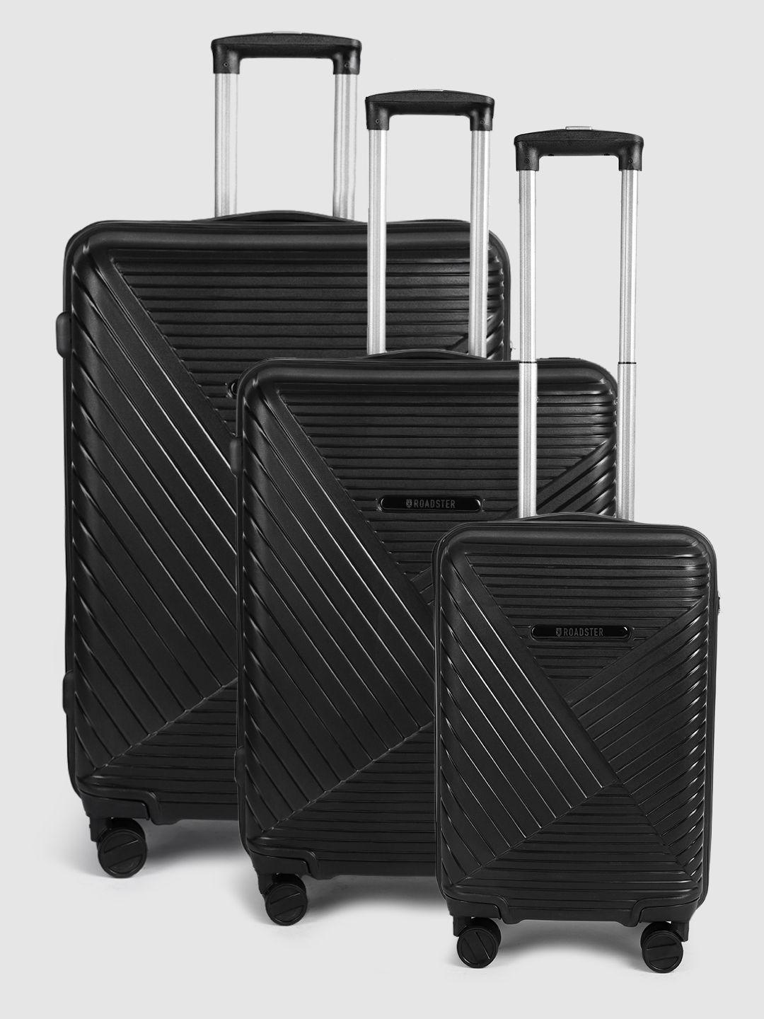 roadster unisex set of 3 textured hard-sided trolley bags