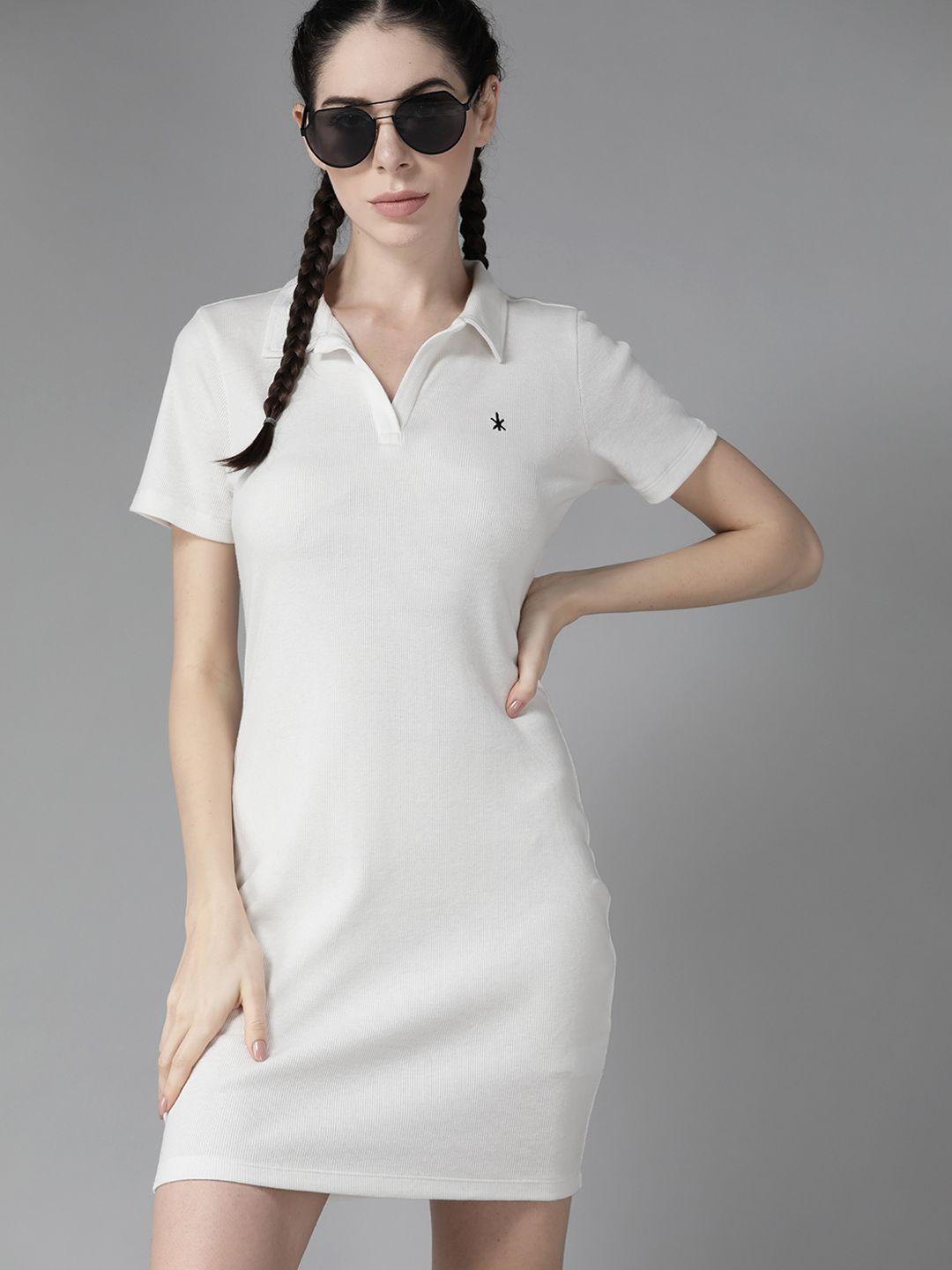 roadster white ribbed sheath dress