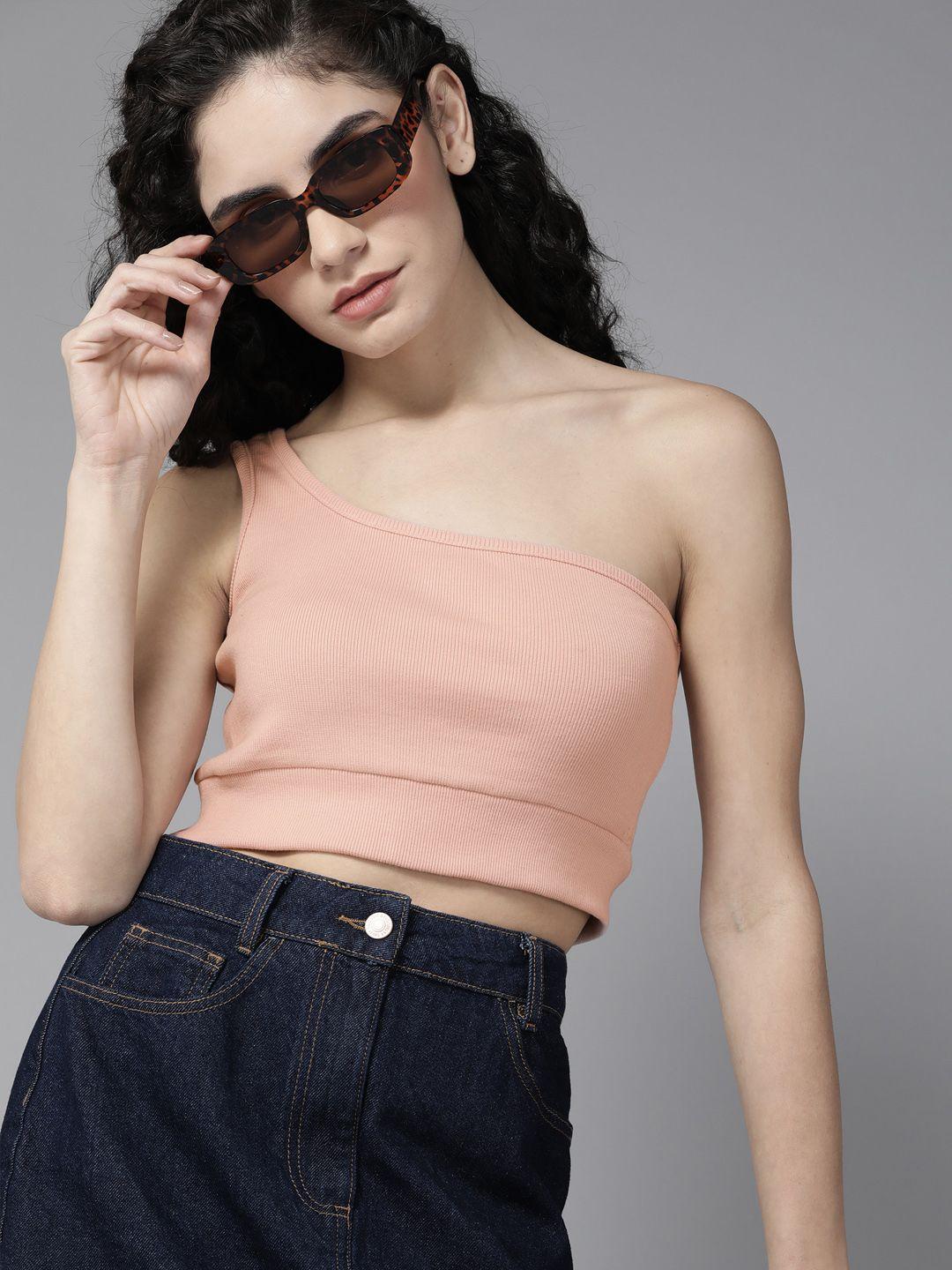 roadster woman one shoulder tube crop top