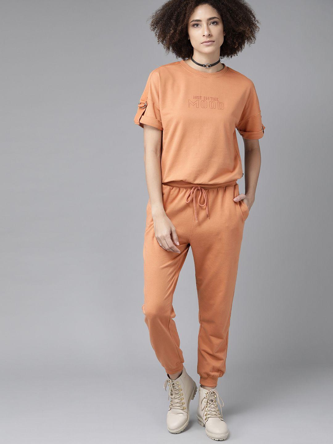 roadster women attractive peach solid co-ord set