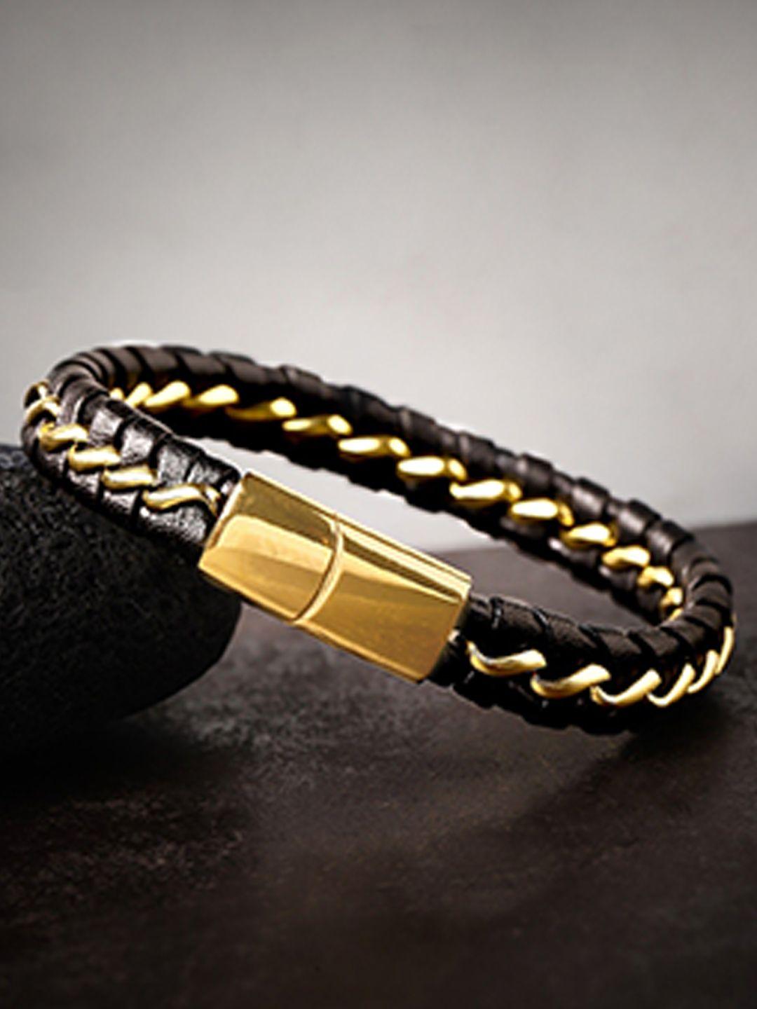 roadster women black & gold-toned brass multistrand bracelet