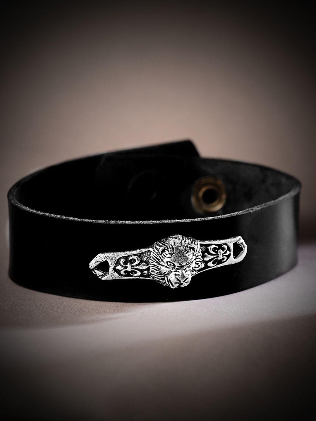 roadster women black & silver-toned wraparound bracelet