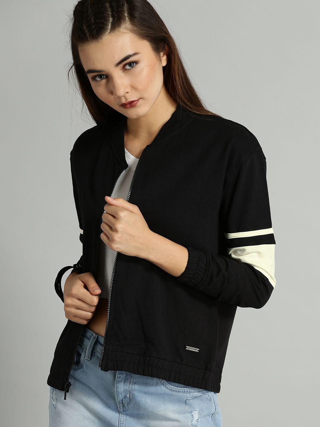 roadster women black colourblock sweatshirt