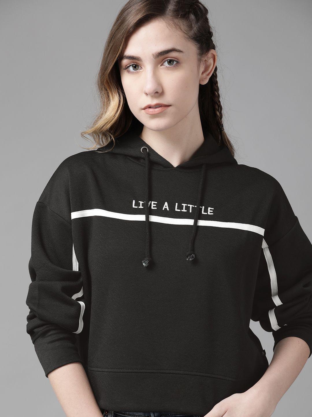 roadster women black hooded sweatshirt