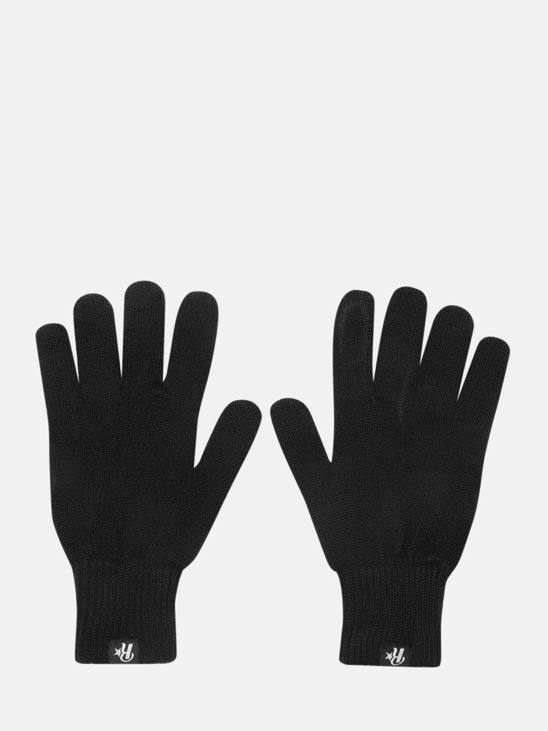 roadster women black solid acrylic gloves