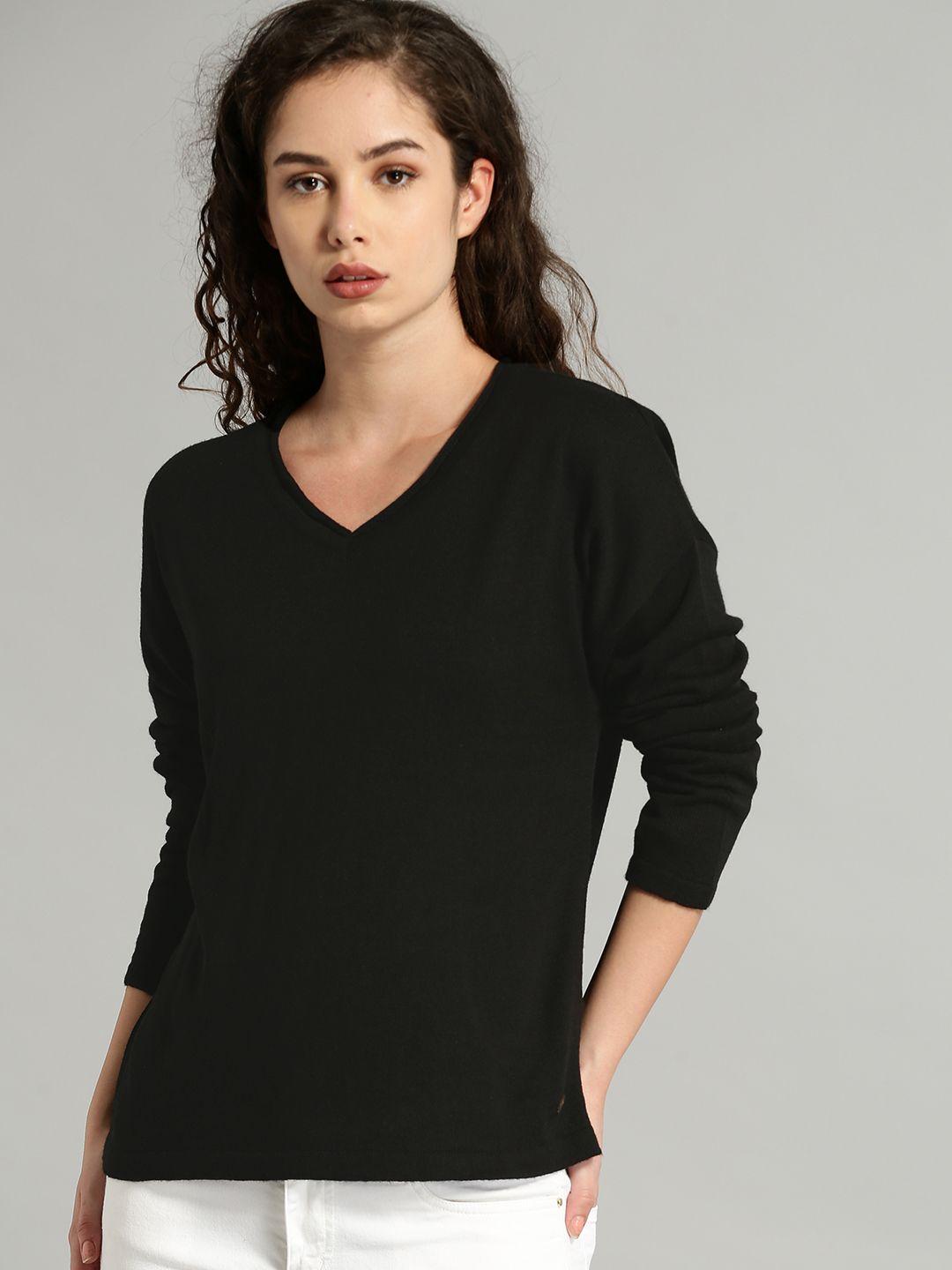 roadster women black solid sweater