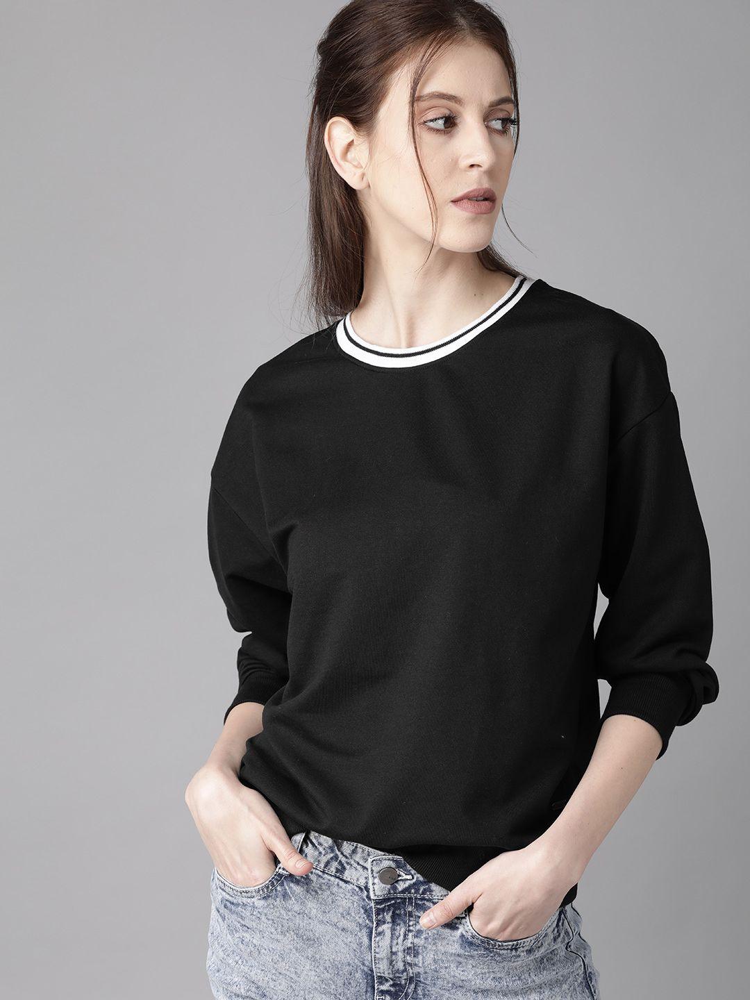 roadster women black solid sweatshirt