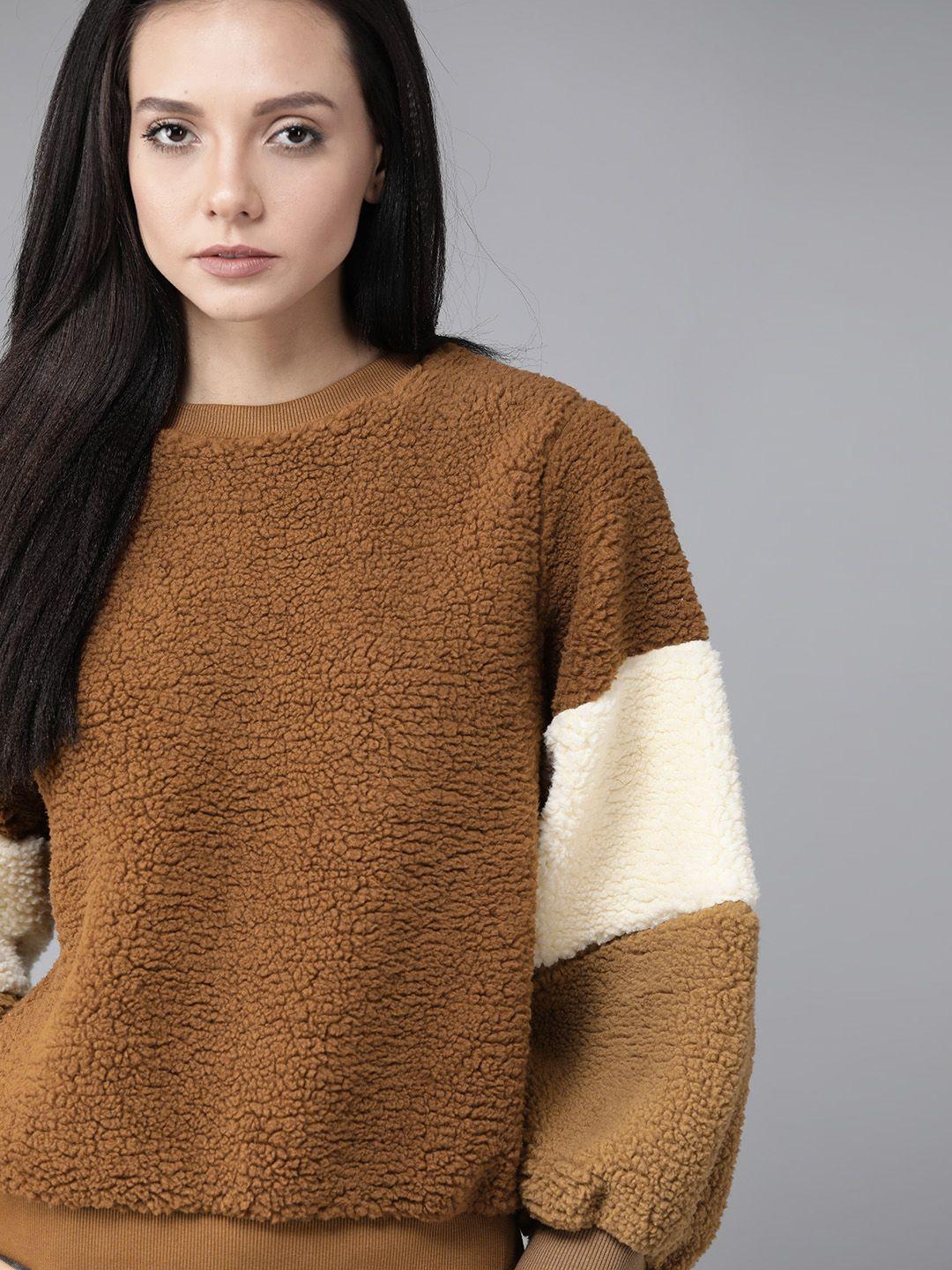 roadster women brown sherpa sweatshirt