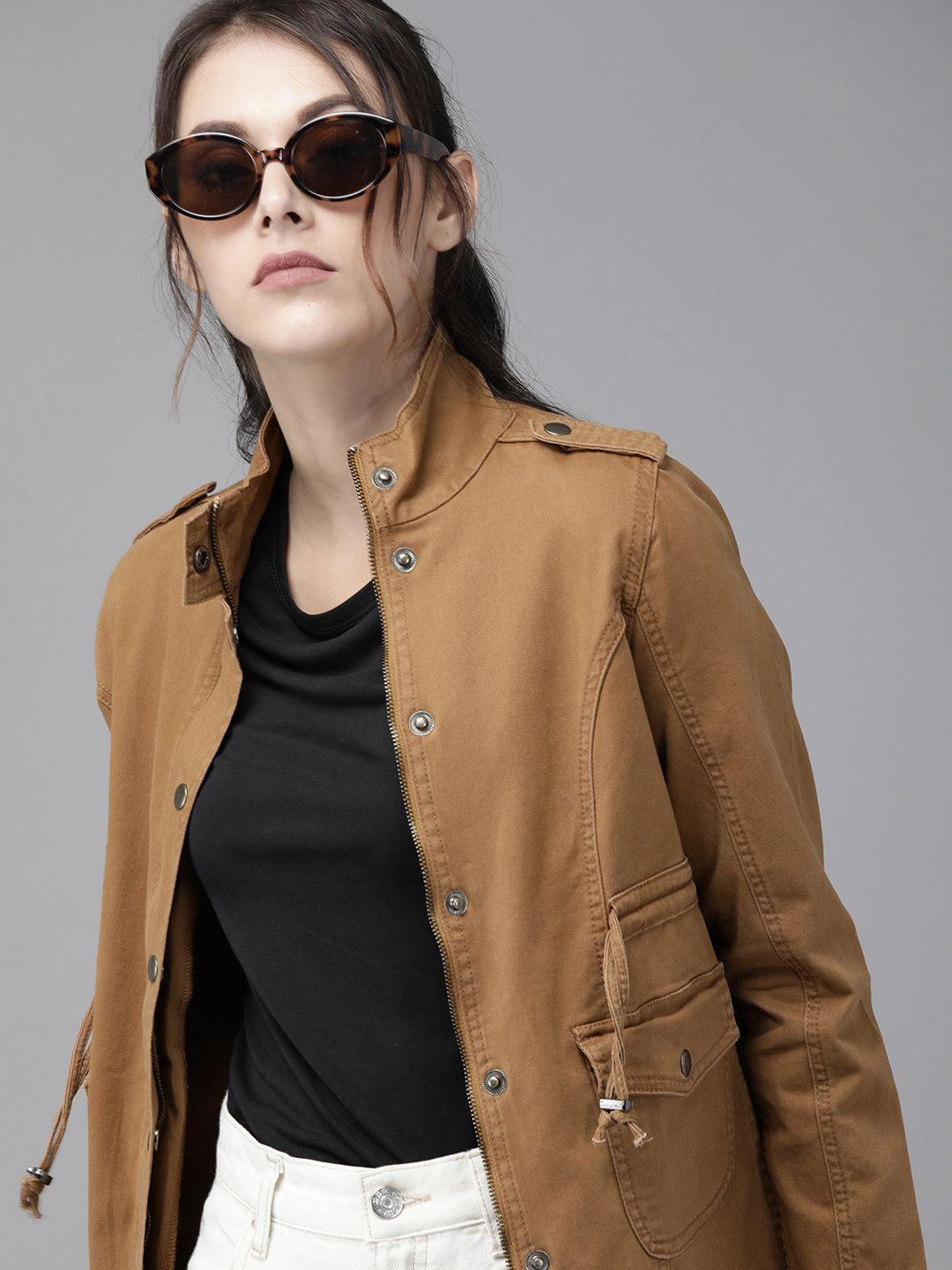 roadster women brown solid tailored jacket