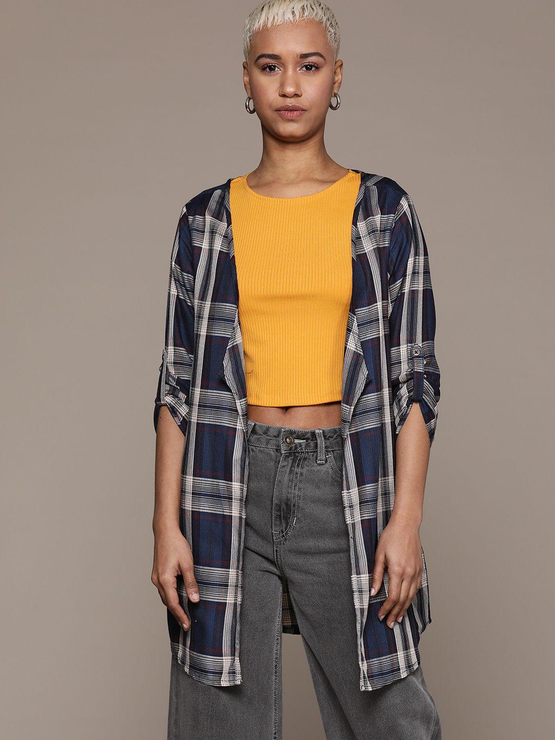 roadster women checked shrug