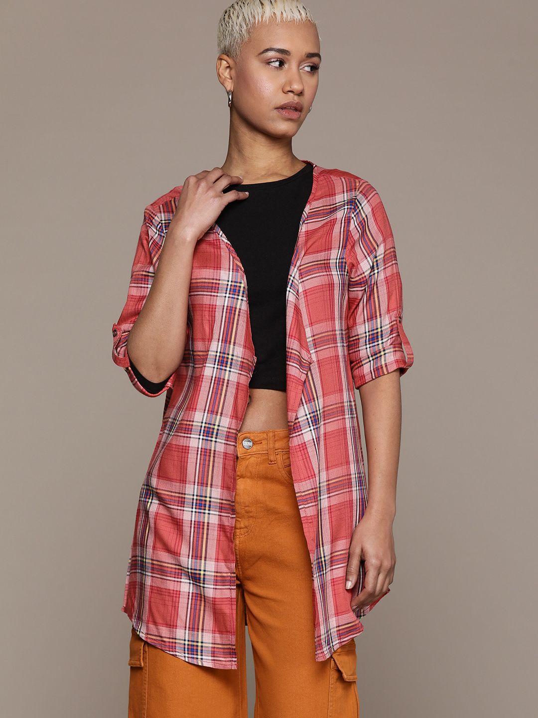 roadster women checked shrug