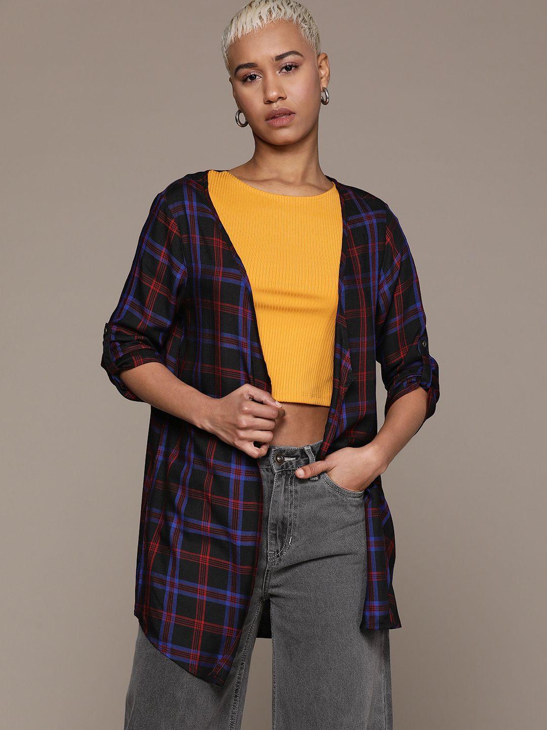 roadster women checked shrug