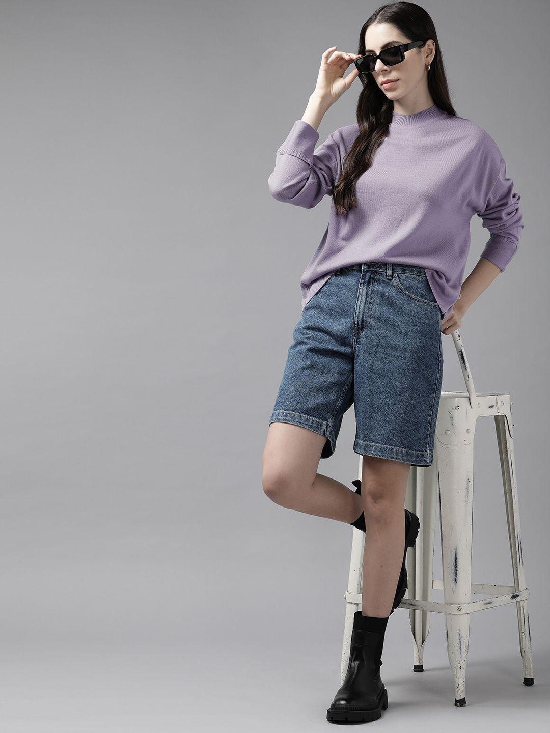 roadster women lavender solid pullover