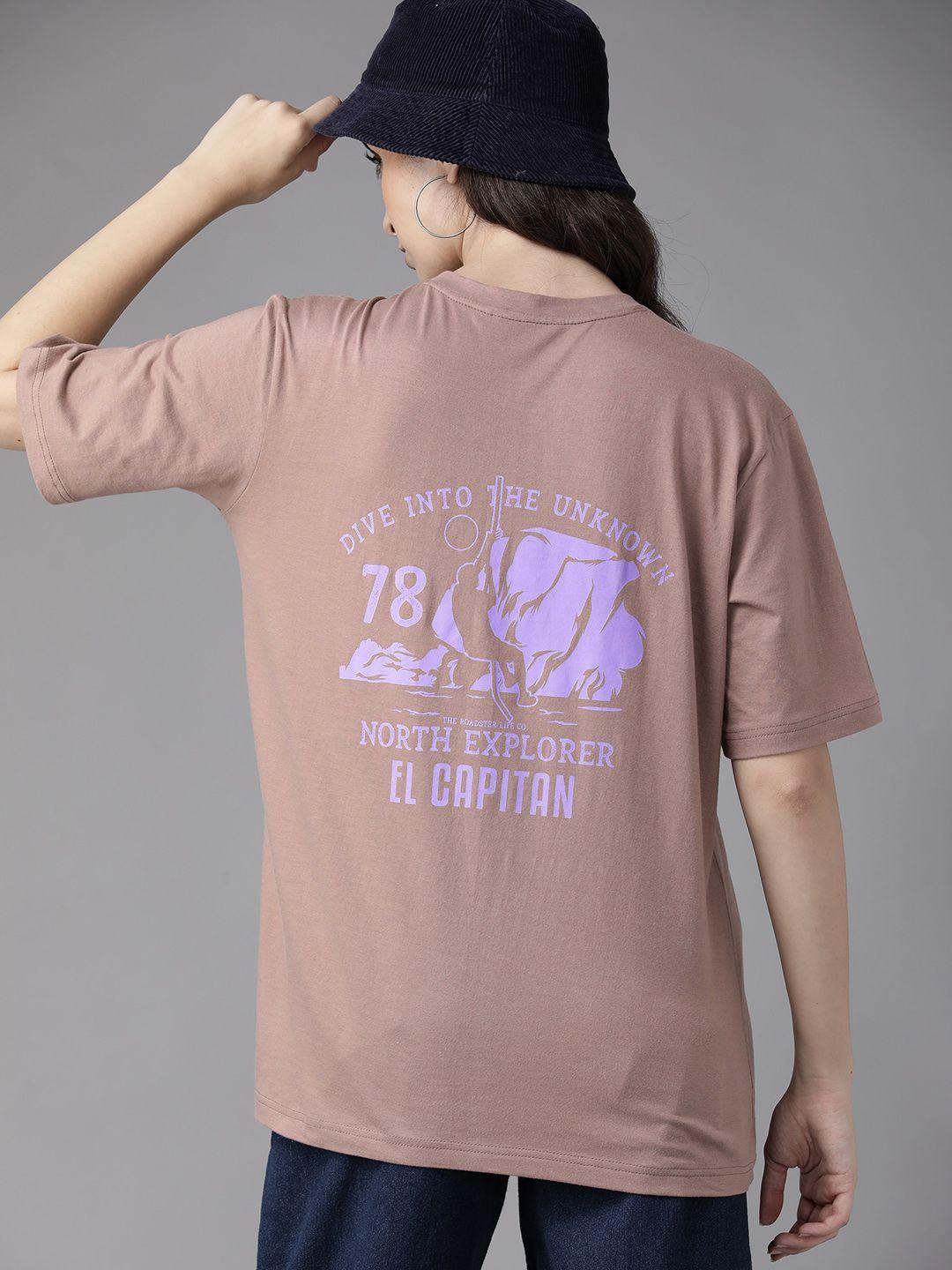 roadster women mauve cotton t-shirt