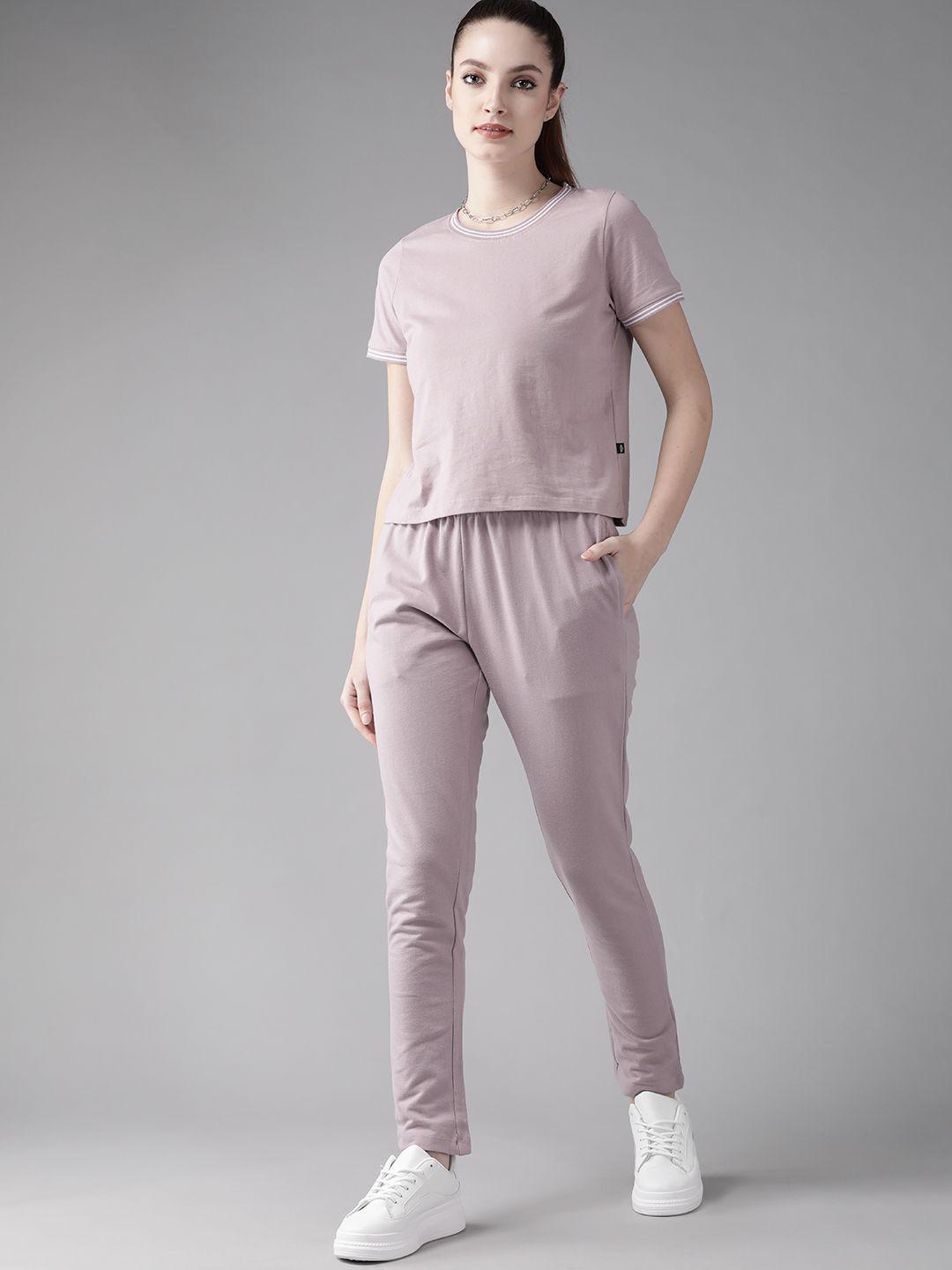 roadster women mauve solid top with pyjamas