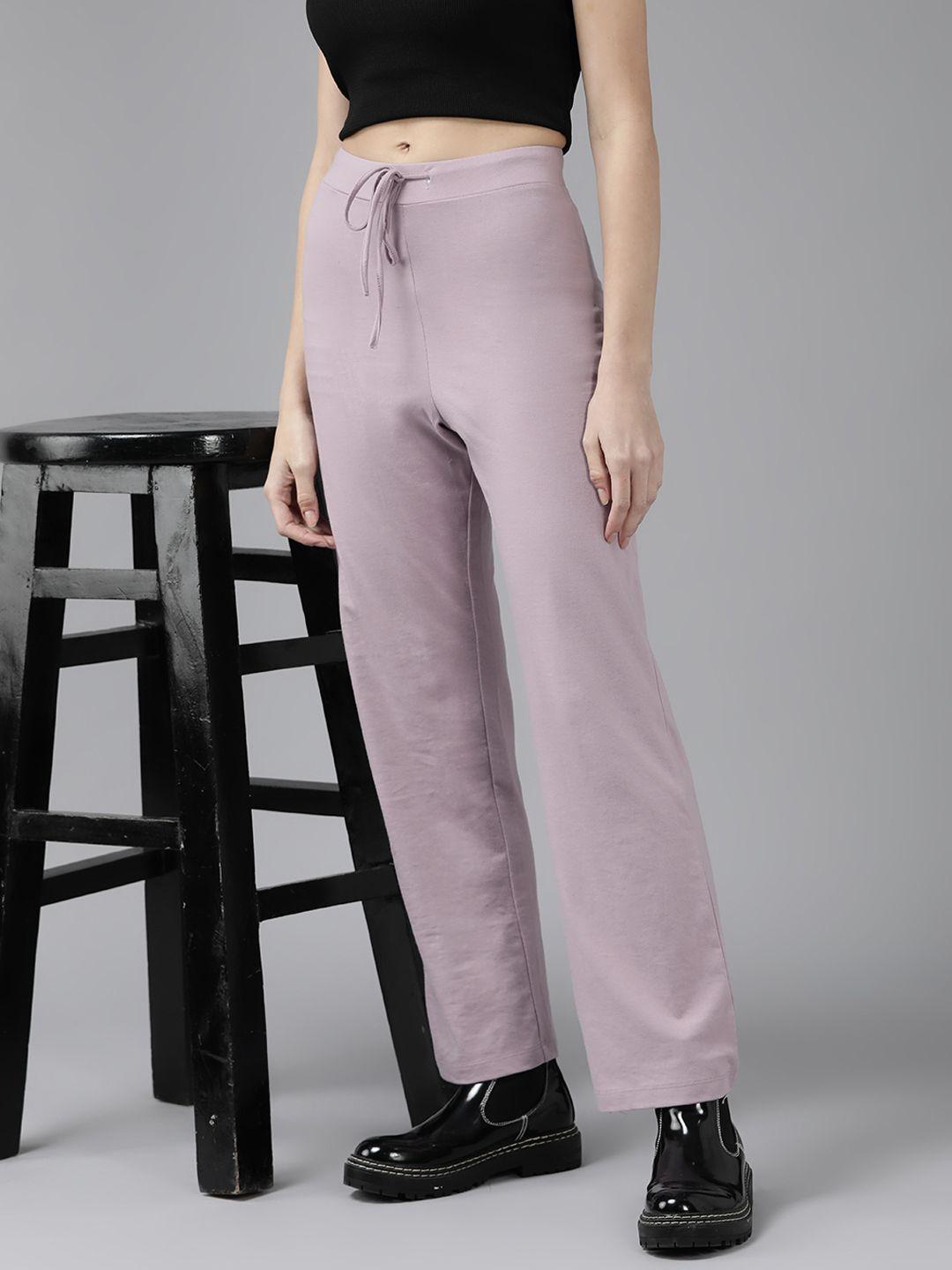 roadster women mauve solid trousers