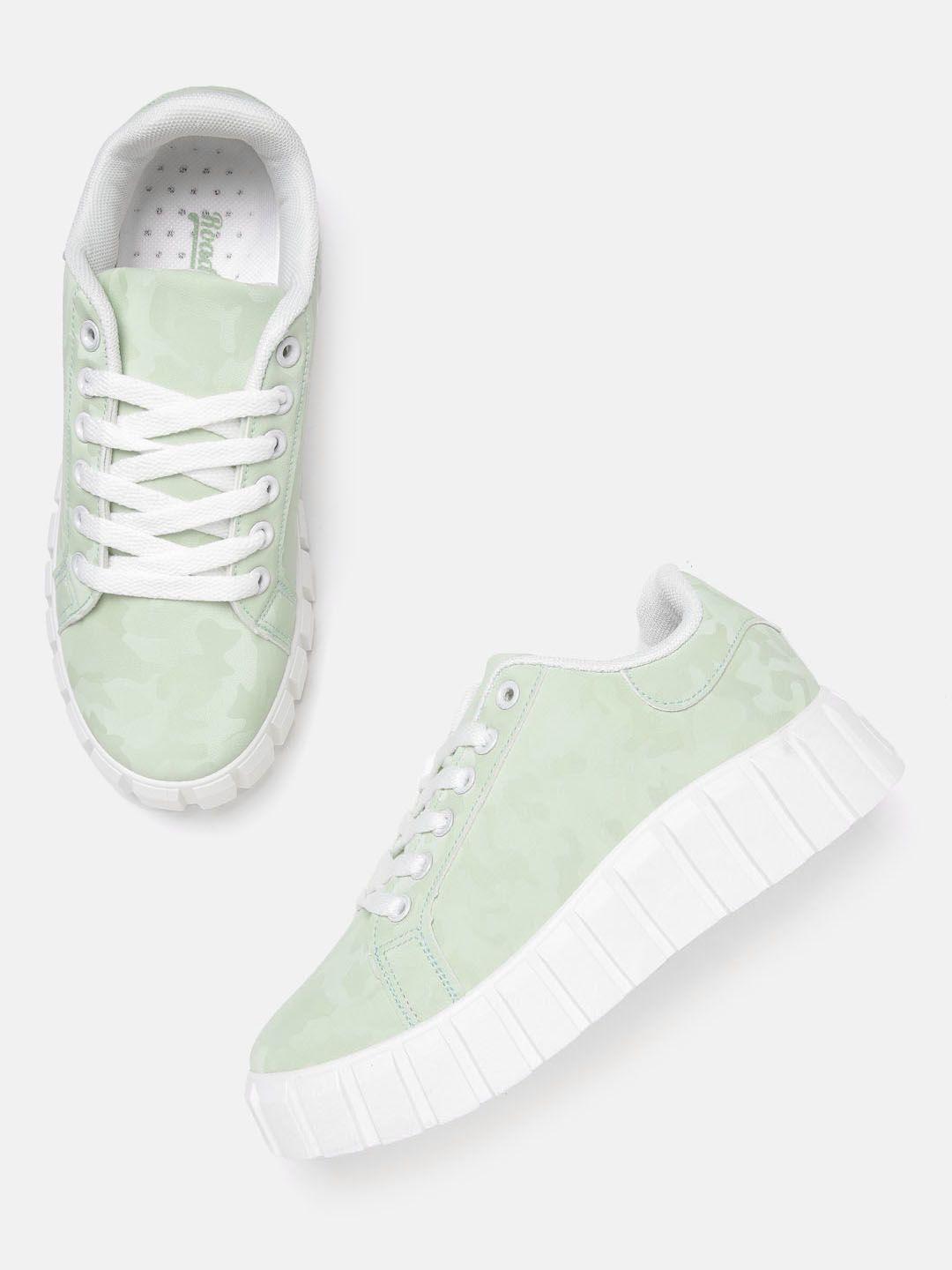 roadster women mint green printed sneakers