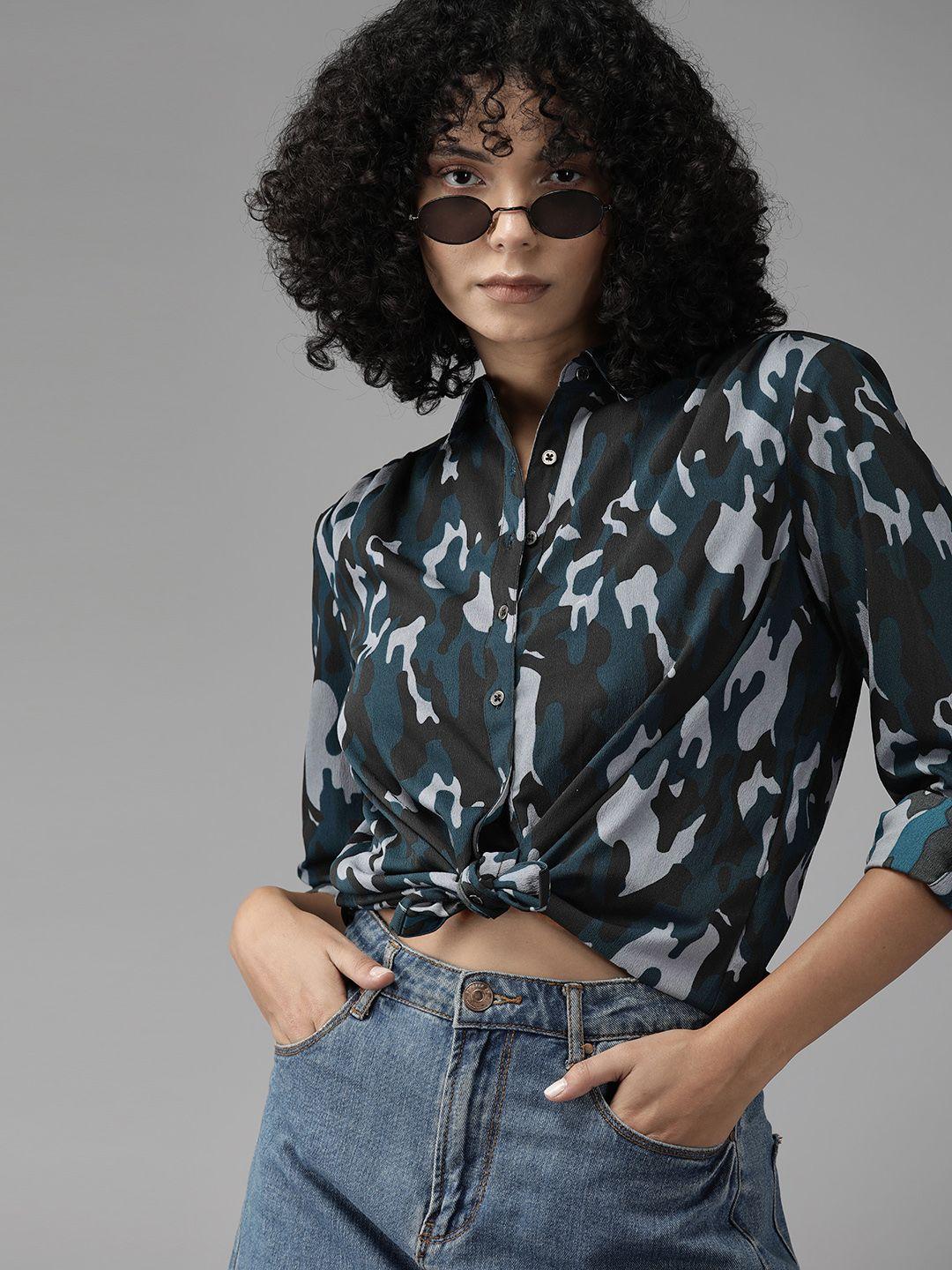 roadster women opaque printed casual shirt