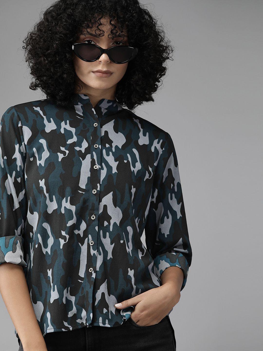 roadster women opaque printed casual shirt