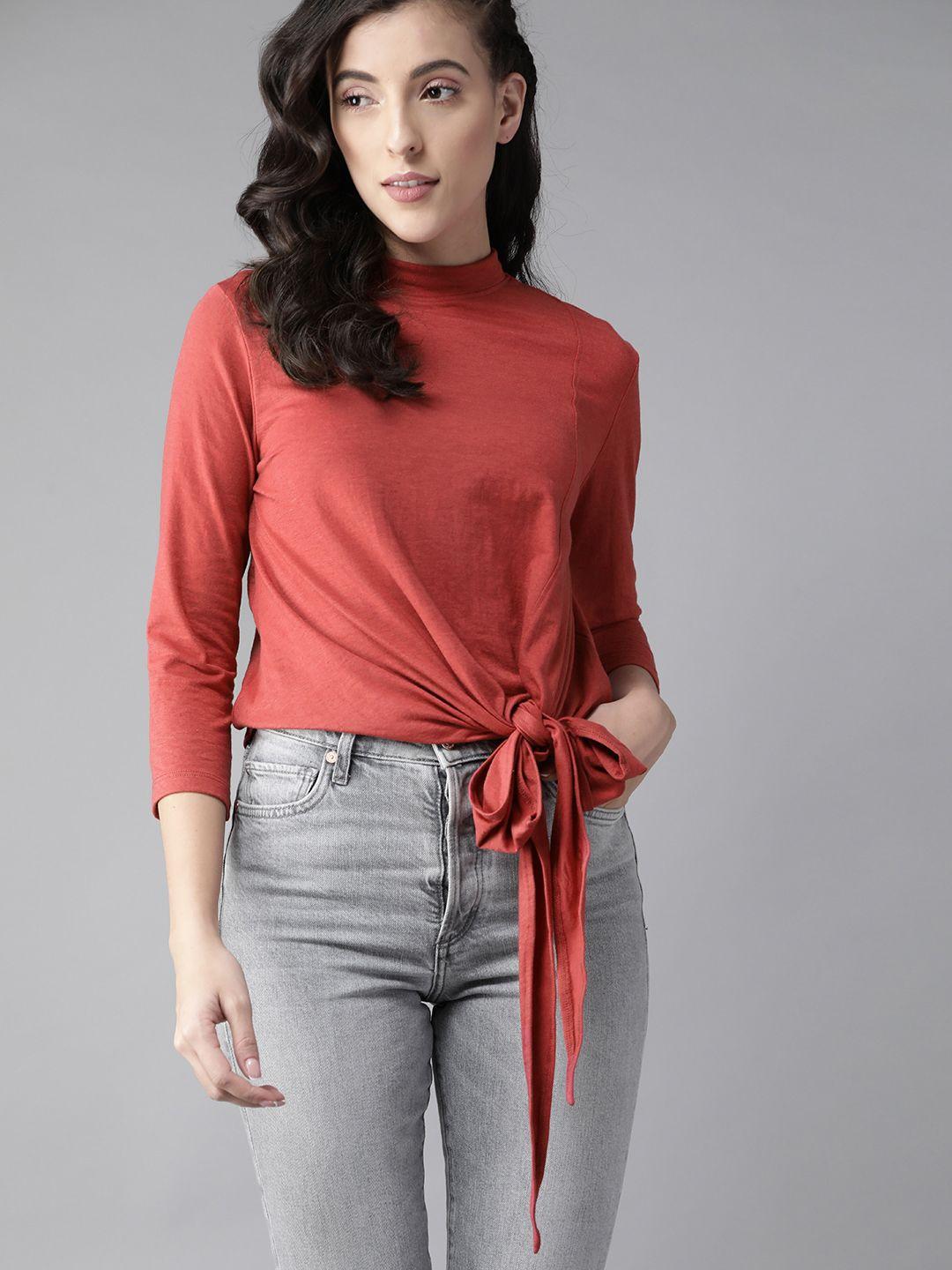 roadster women red solid top