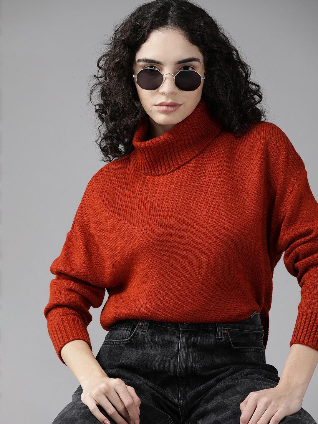 roadster women rust orange knitted pullover