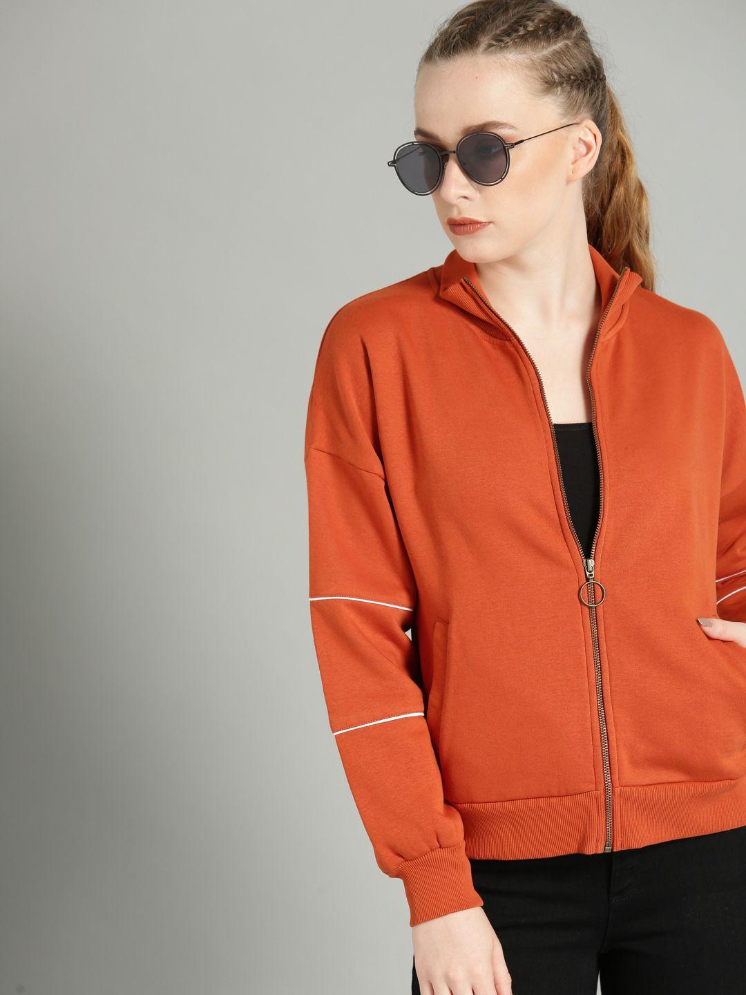 roadster women rust orange solid sweatshirt