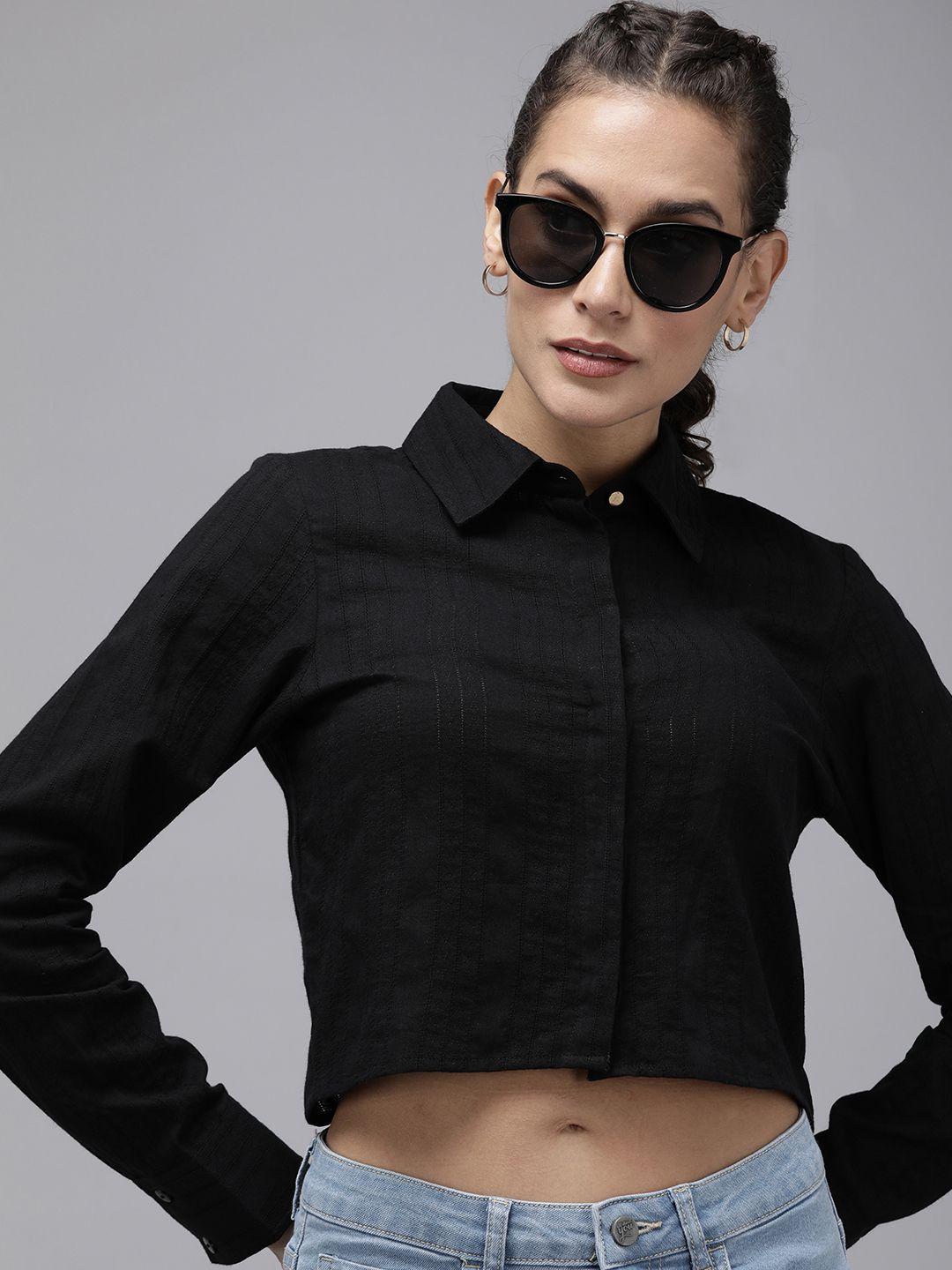 roadster women self design opaque casual shirt