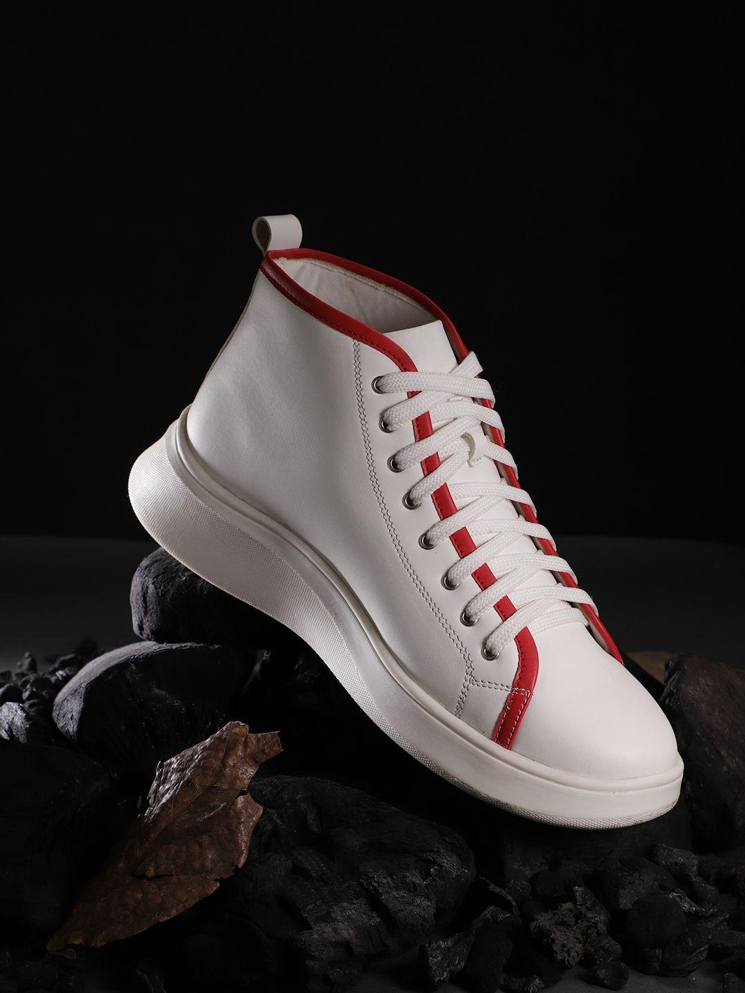 roadster women white & red flatform sneakers