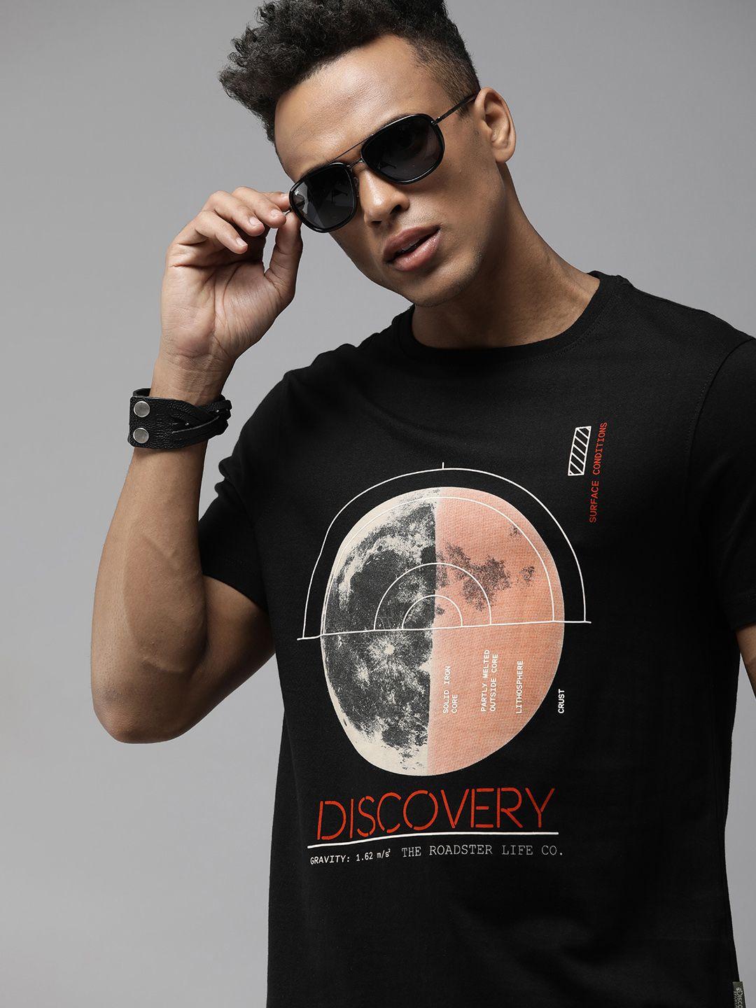 roadster x discovery adventures mens black graphic t-shirt with healthguard finish