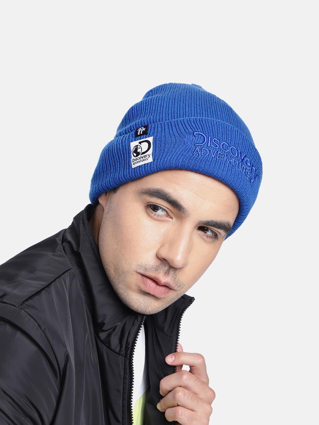 roadster x discovery adventures unisex blue discovery acrylic beanie