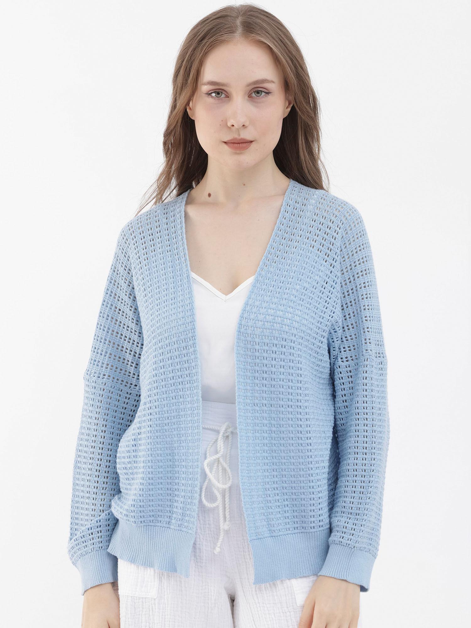 roba light blue solid shrug