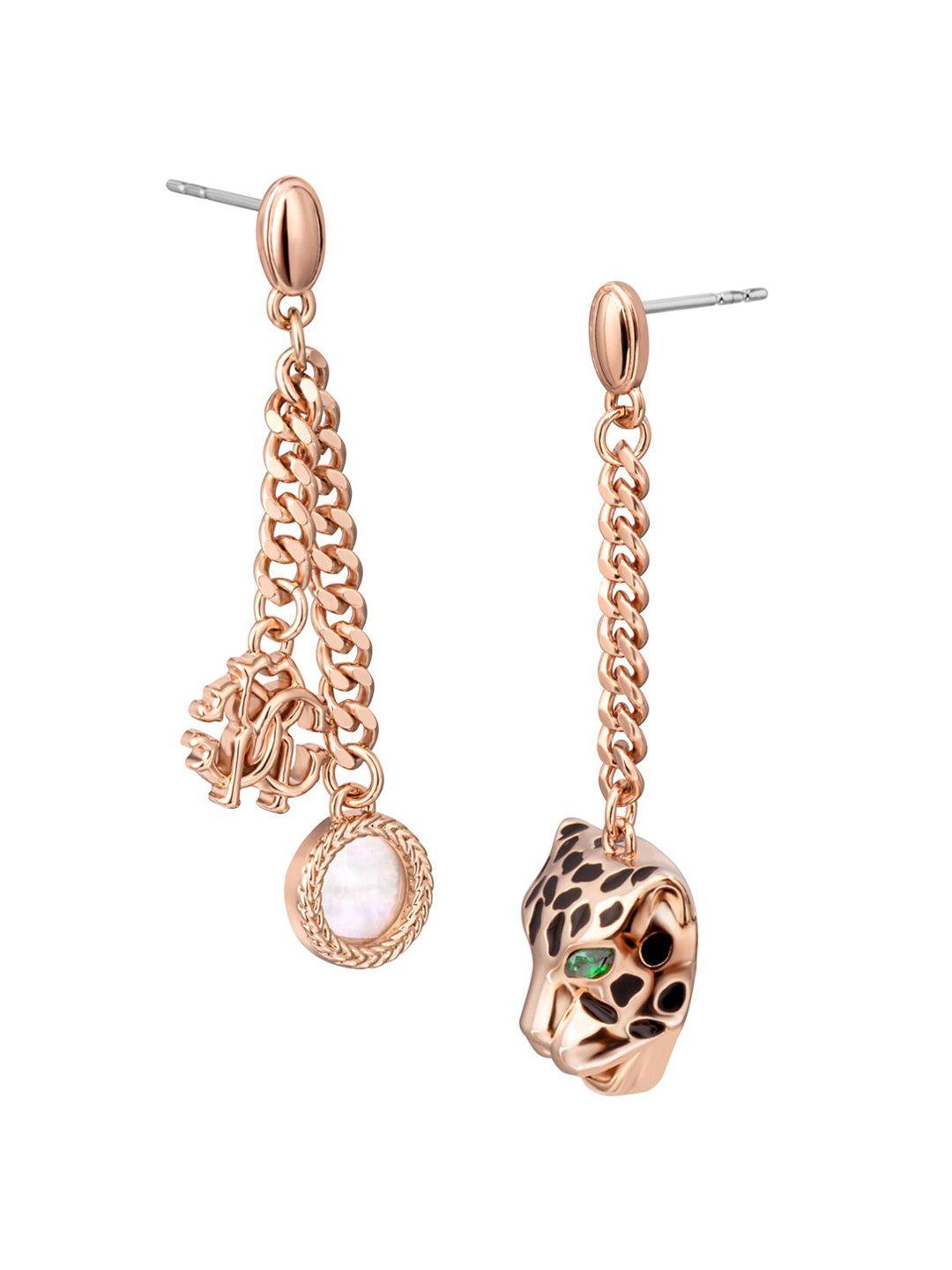 roberto cavalli rose gold plated contemporary drop earrings