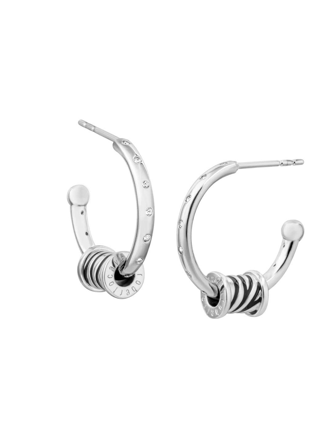 roberto cavalli silver-plated crecsent half hoop earrings