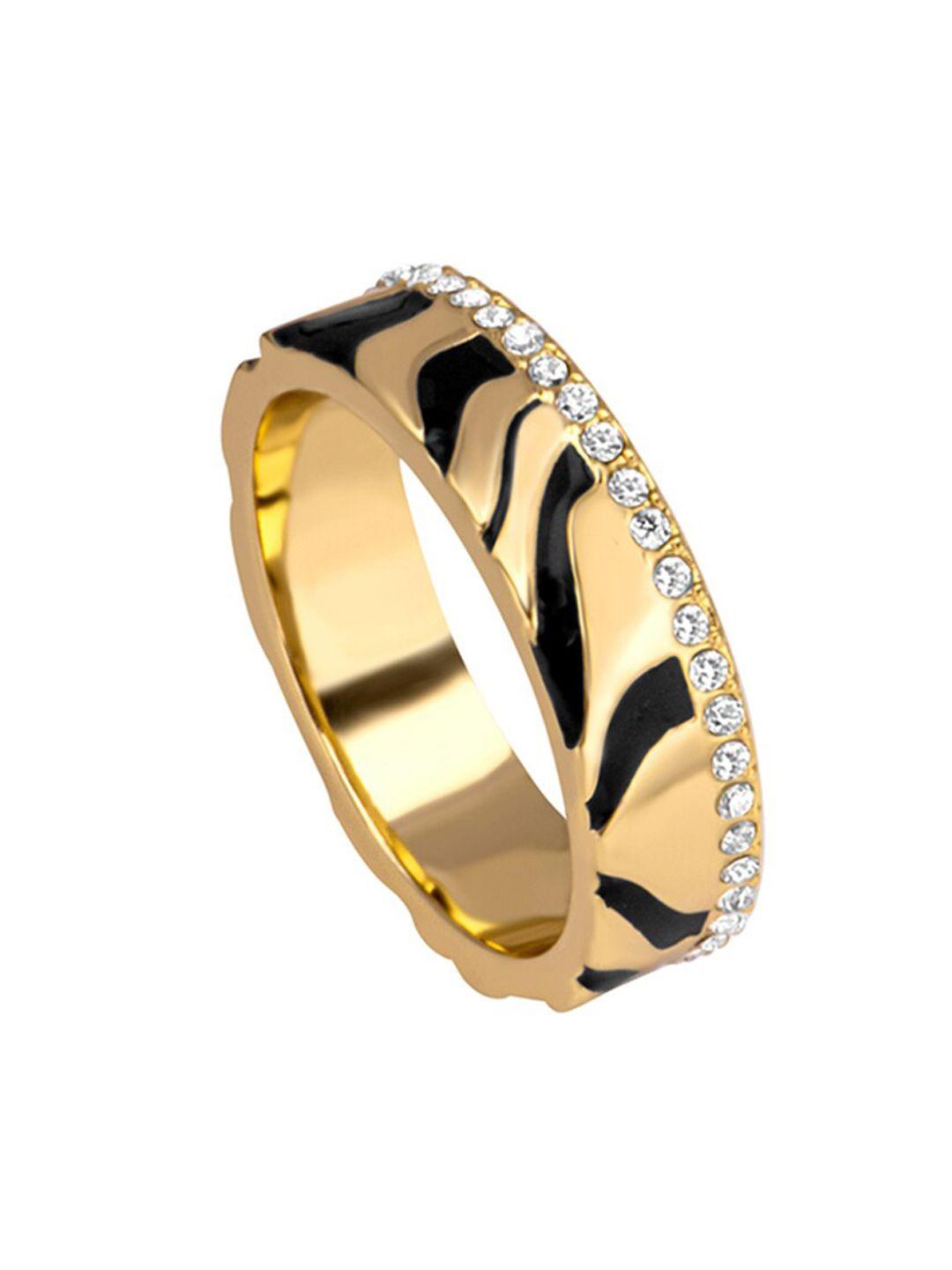 roberto cavalli gold-plated stone-studded finger ring