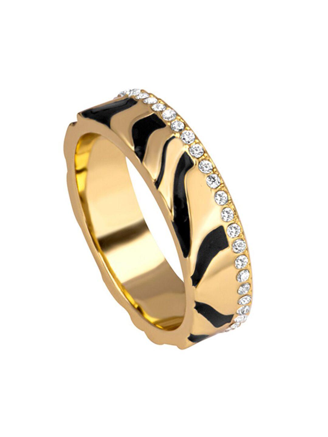 roberto cavalli gold-plated stone-studded finger ring