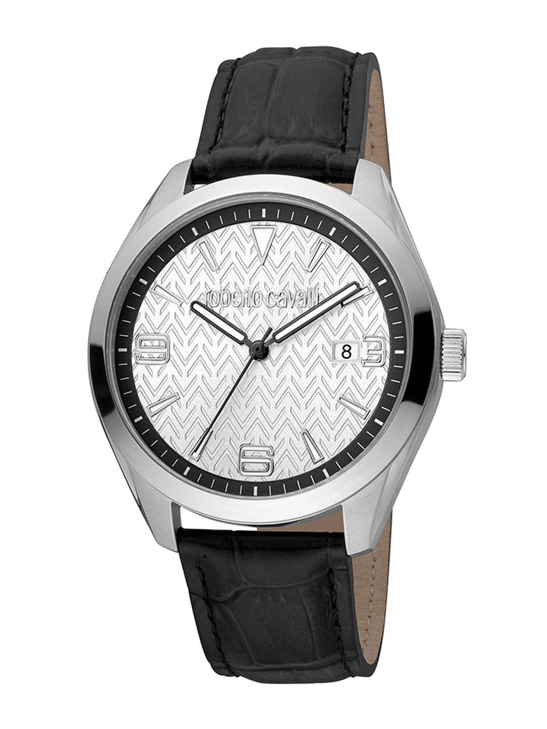 roberto cavalli men textured leather straps watch rc5g048l0015