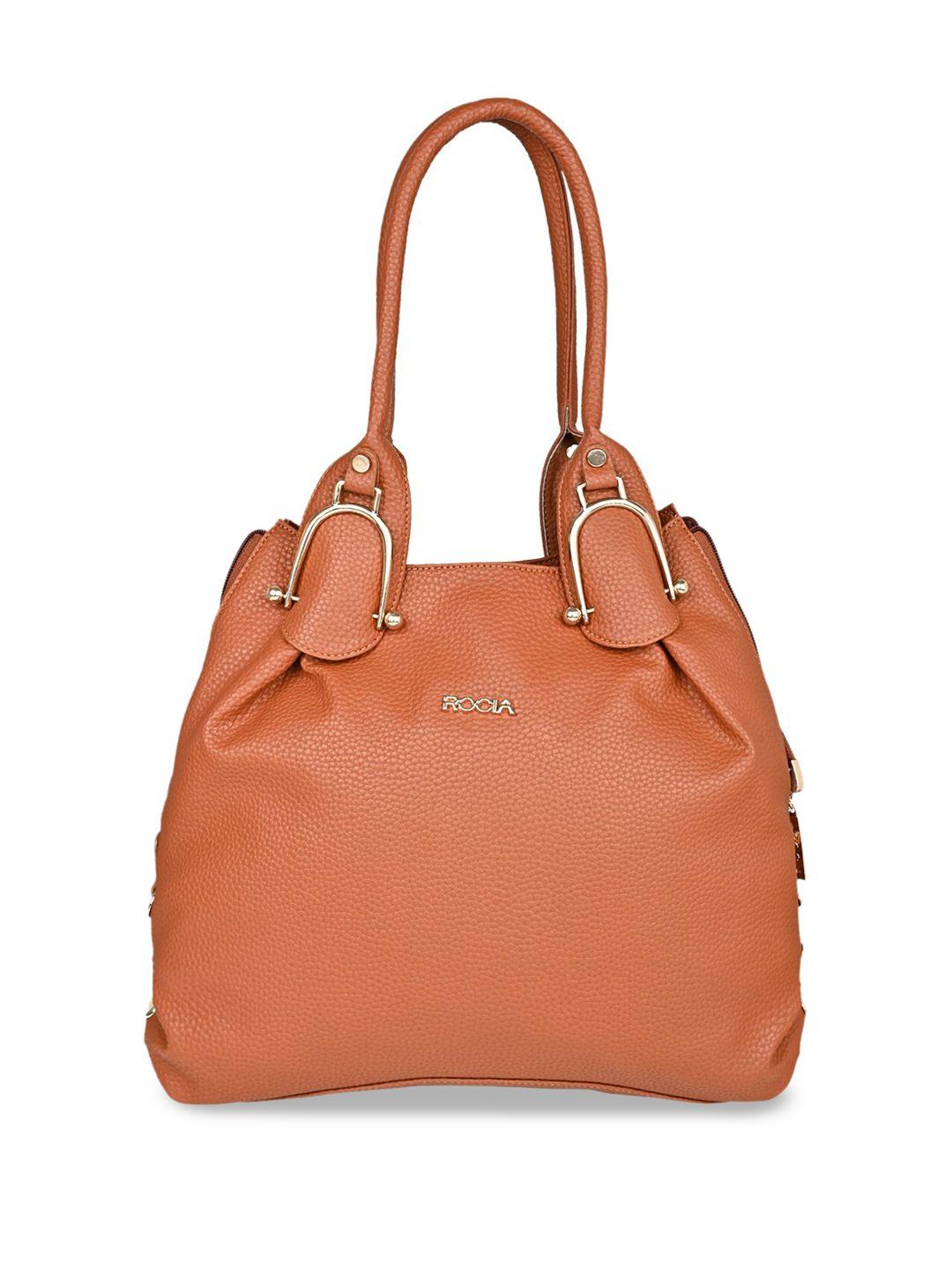 rocia pu structured handheld bag with buckle detail